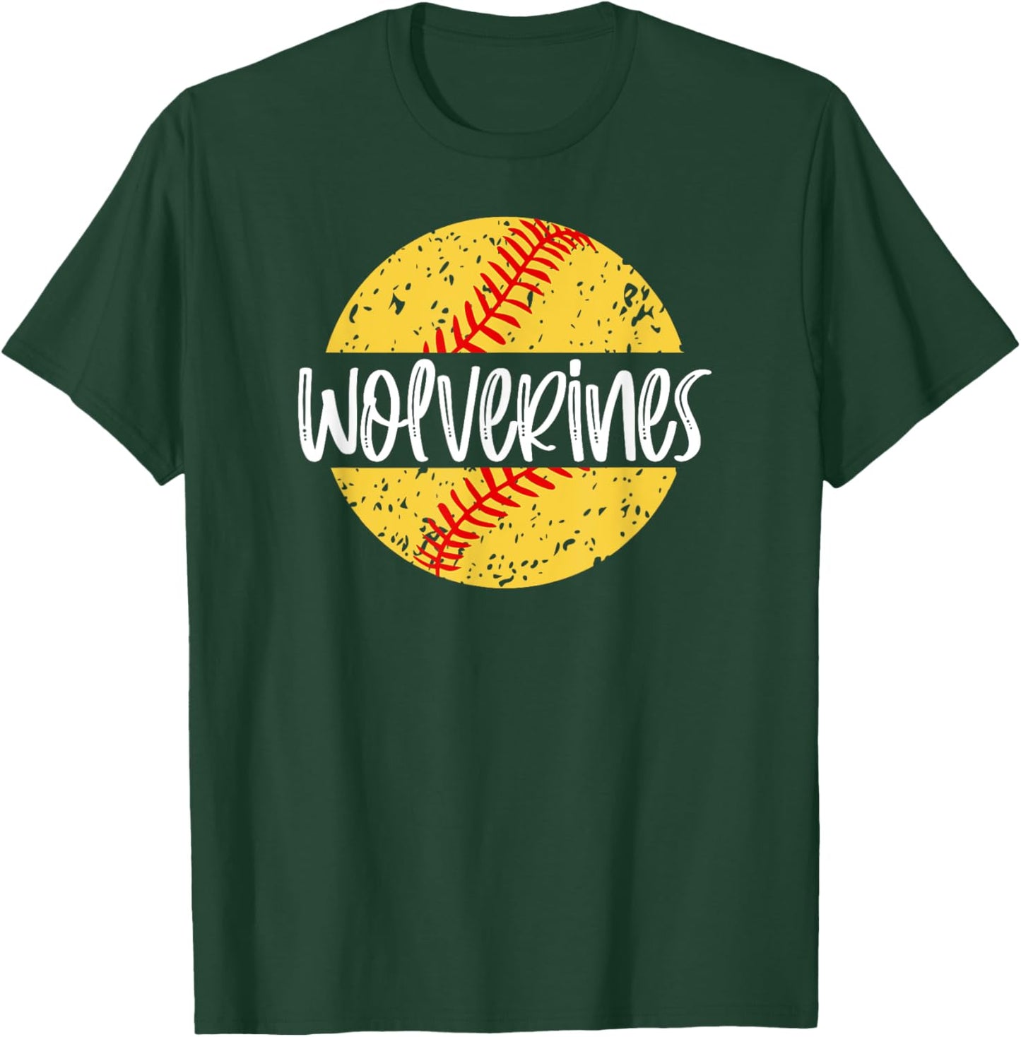 Wolverines Softball Team Mascot School Spirit Game Day T-Shirt - T-Shirt | Forest