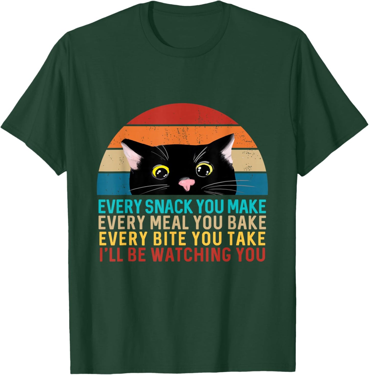 Black Cat Themed Every Snack You Make Retro Peeking Cat T-Shirt - T-Shirt | Forest