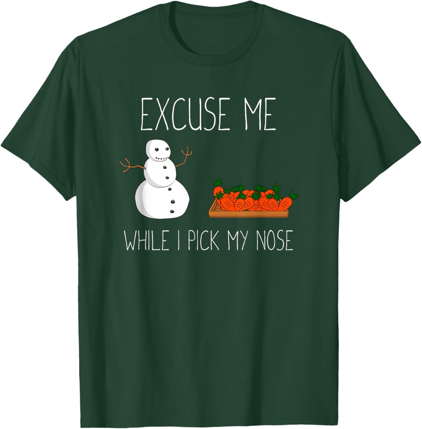 Snowman Picking Nose. Funny Christmas Pun. Boys Men Xmas T-Shirt - T-Shirt | Forest