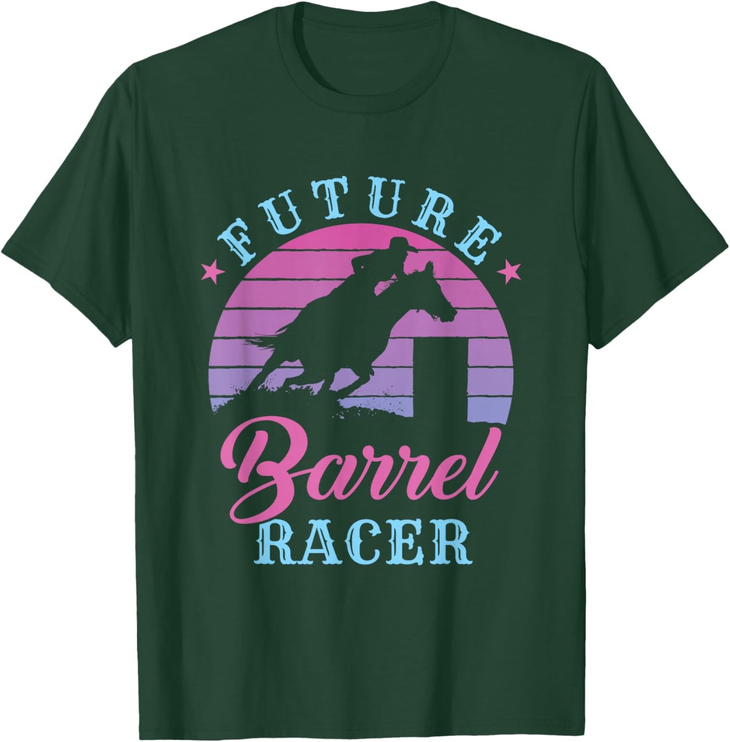 Future Barrel Racer Cute Cowgirl Western Barrel Racing Girls T-Shirt - T-Shirt | Forest