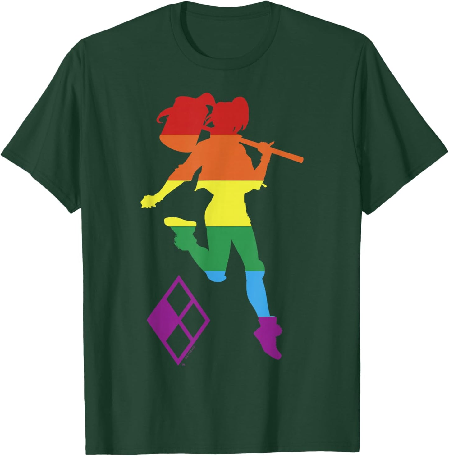 DC Comics Pride Justice League Harley Quinn Rainbow Stripe T-Shirt - T-Shirt | Forest