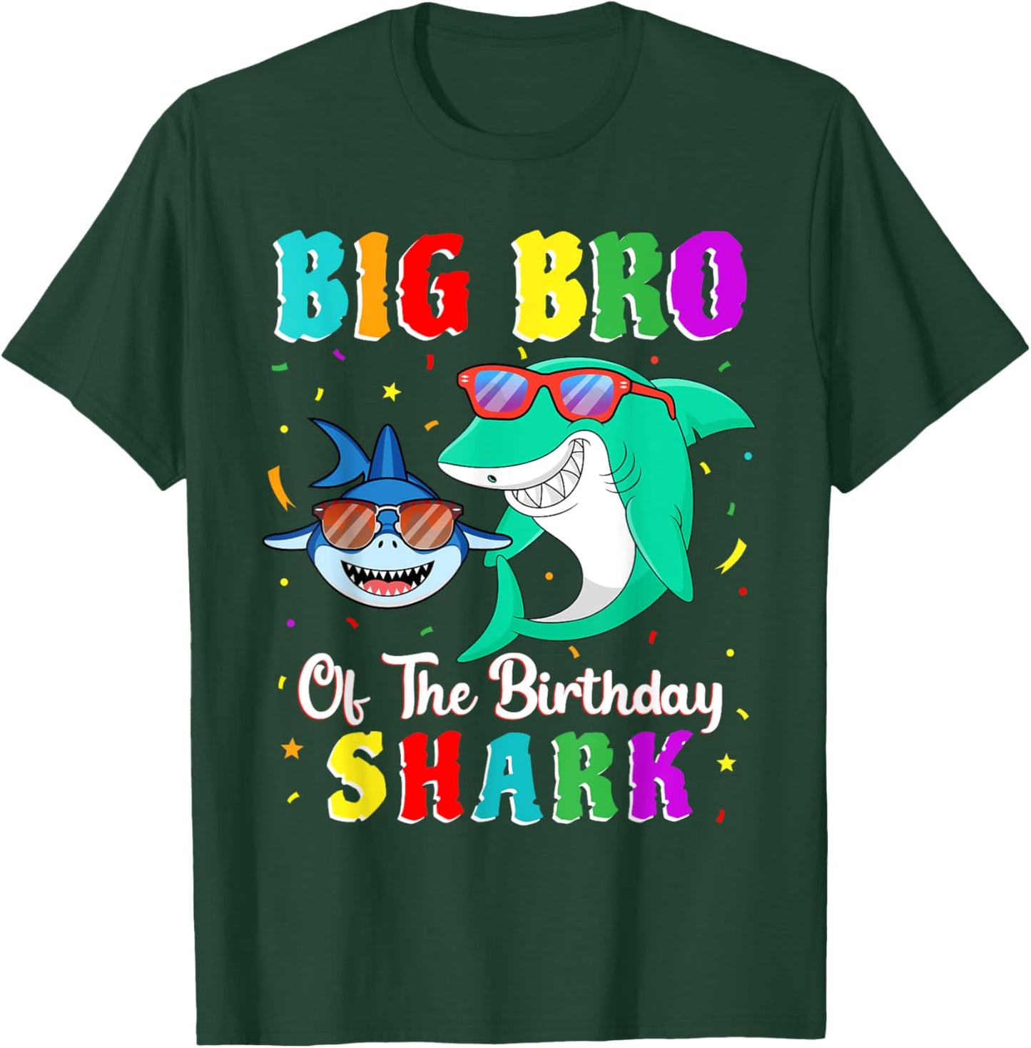 Big Bro Of The Shark Birthday Family Birthday Little Brother T-Shirt - T-Shirt | Forest