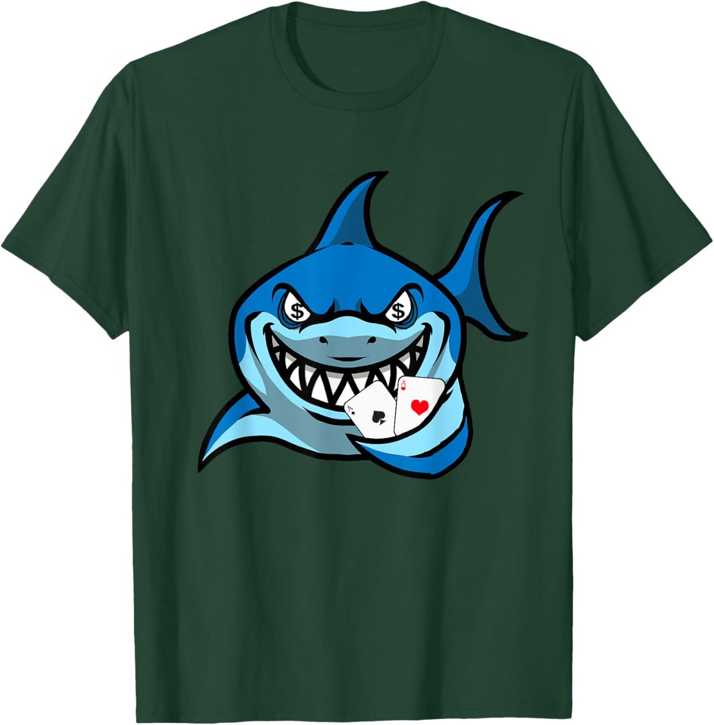 Poker Ace Of Spades Hearts Shark - Texas Hold'Em Poker T-Shirt - T-Shirt | Forest