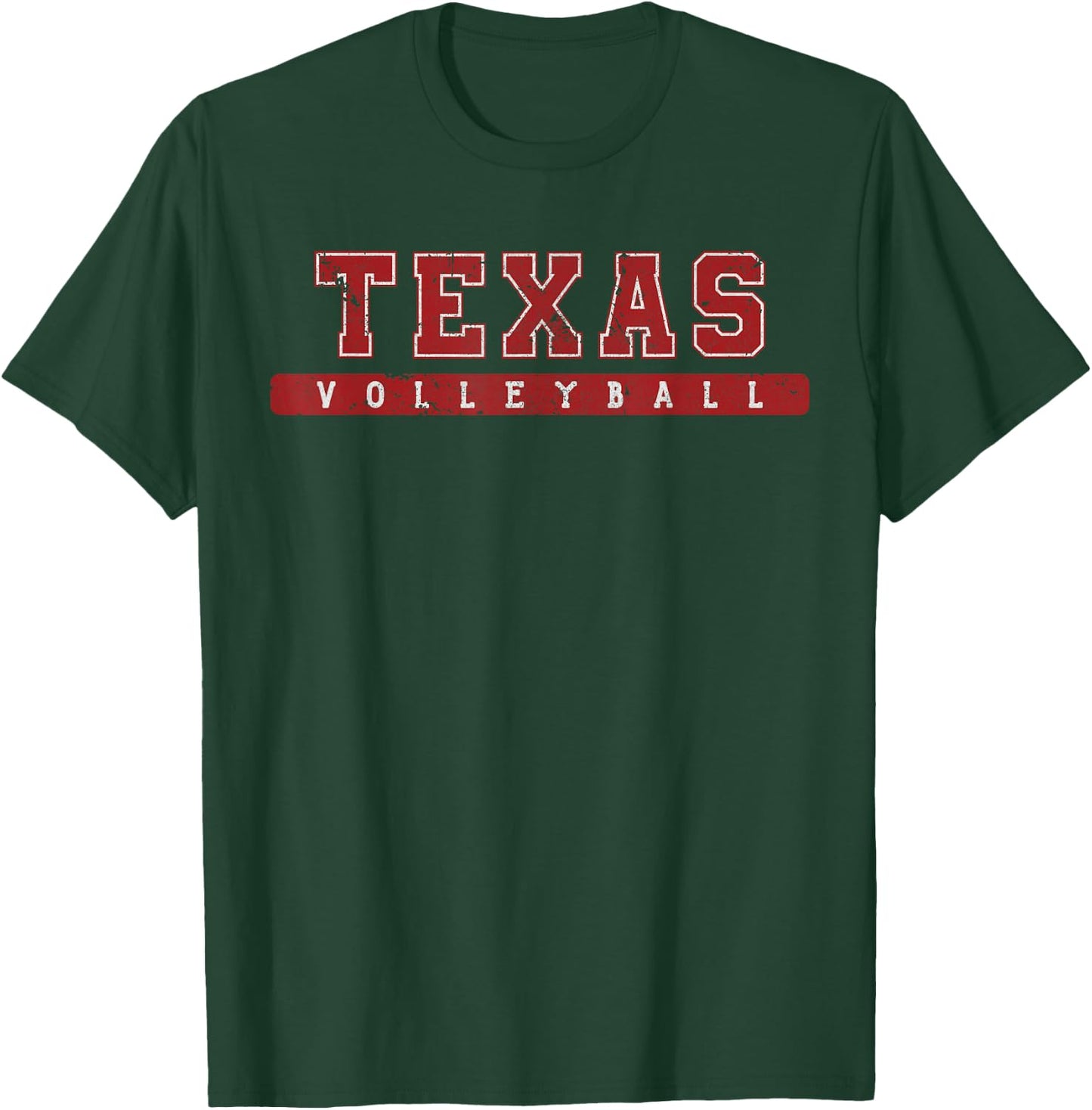 Texas Volleyball Red Vintage Text T-Shirt - T-Shirt | Forest