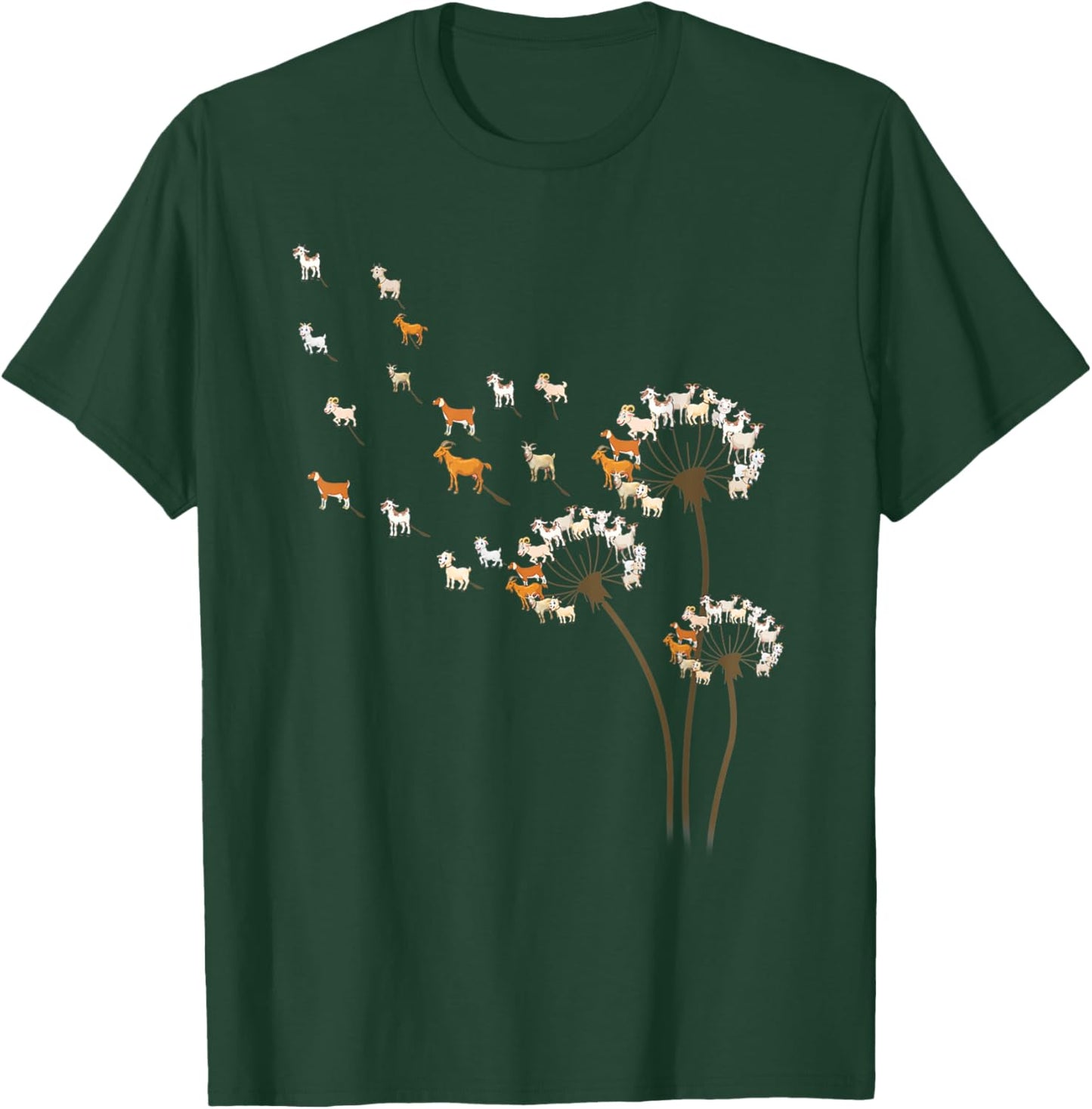 Animal Lover Gifts Goat Dandelion Flower Women T-Shirt - T-Shirt | Forest