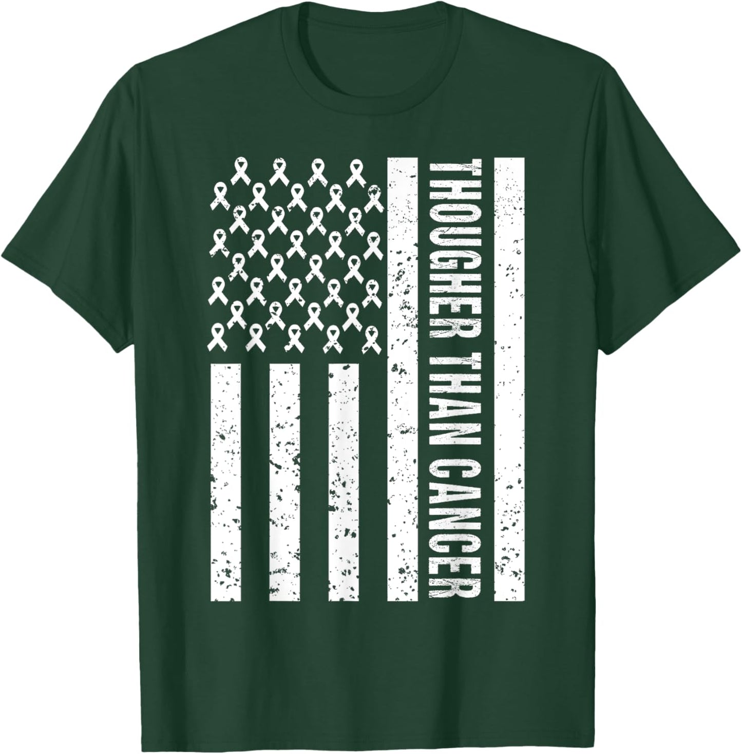 Cancer Survivors Day Shirt Tougher Than Cancer US Flag Cute T-Shirt - T-Shirt | Forest