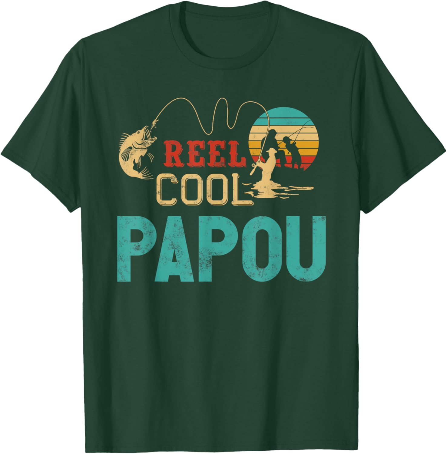 Reel Cool Papou vintage funny fishing rod gifts for Papou T-Shirt - T-Shirt | Forest