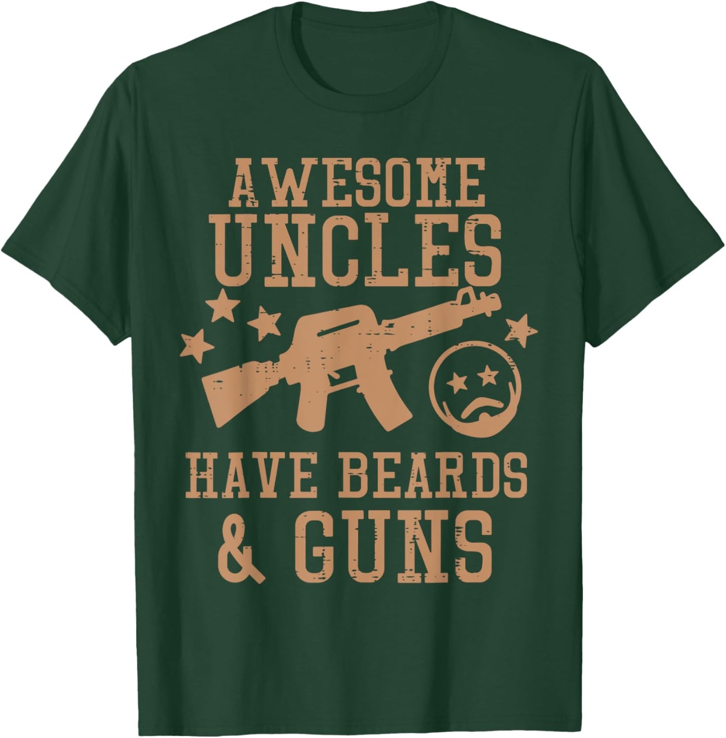 Awesome Uncles Have Beards And Guns Funny Fathers Day Men T-Shirt - T-Shirt | Forest