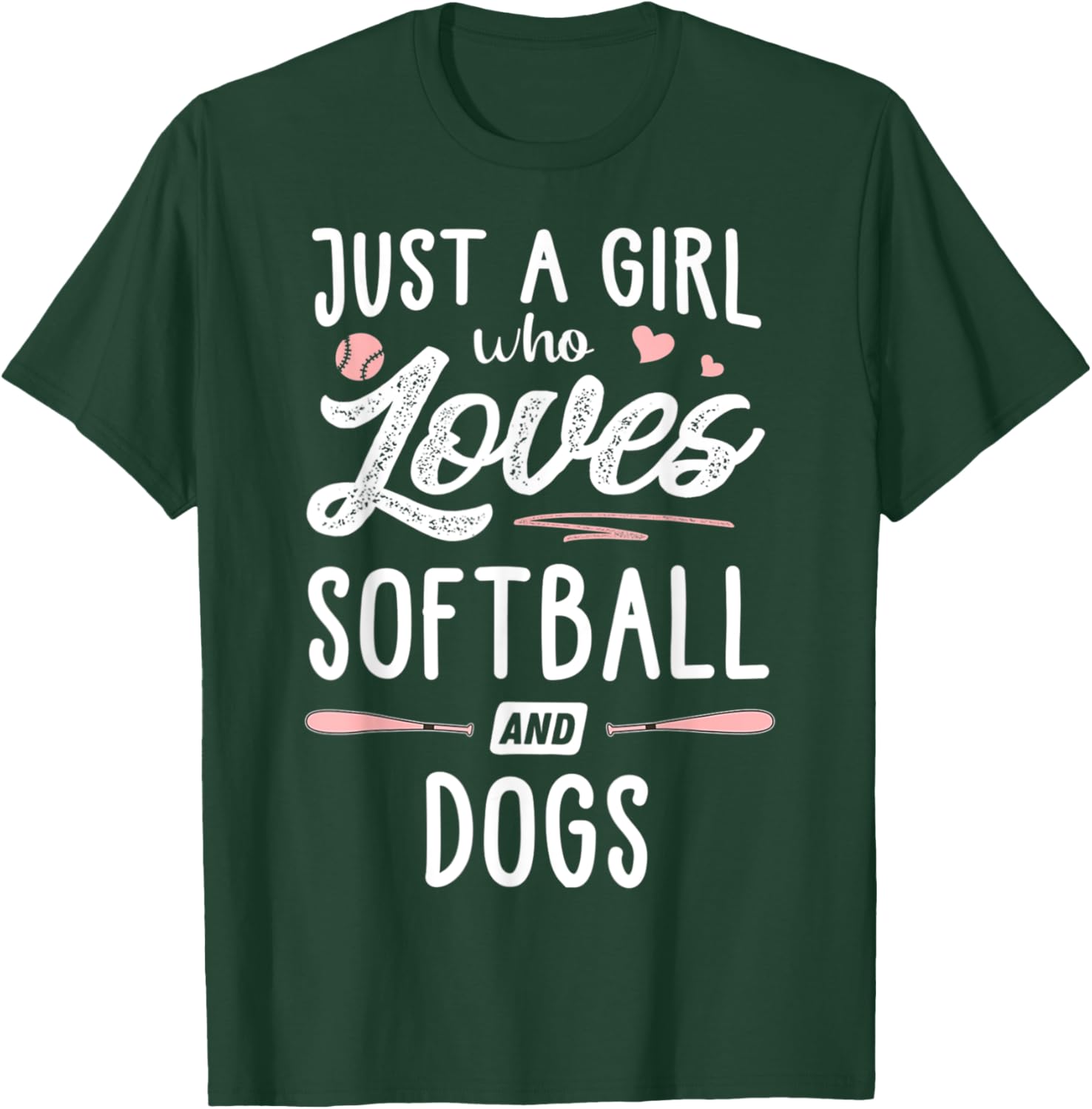 Just A Girl Who Loves Softball And Dogs T-Shirt - T-Shirt | Forest
