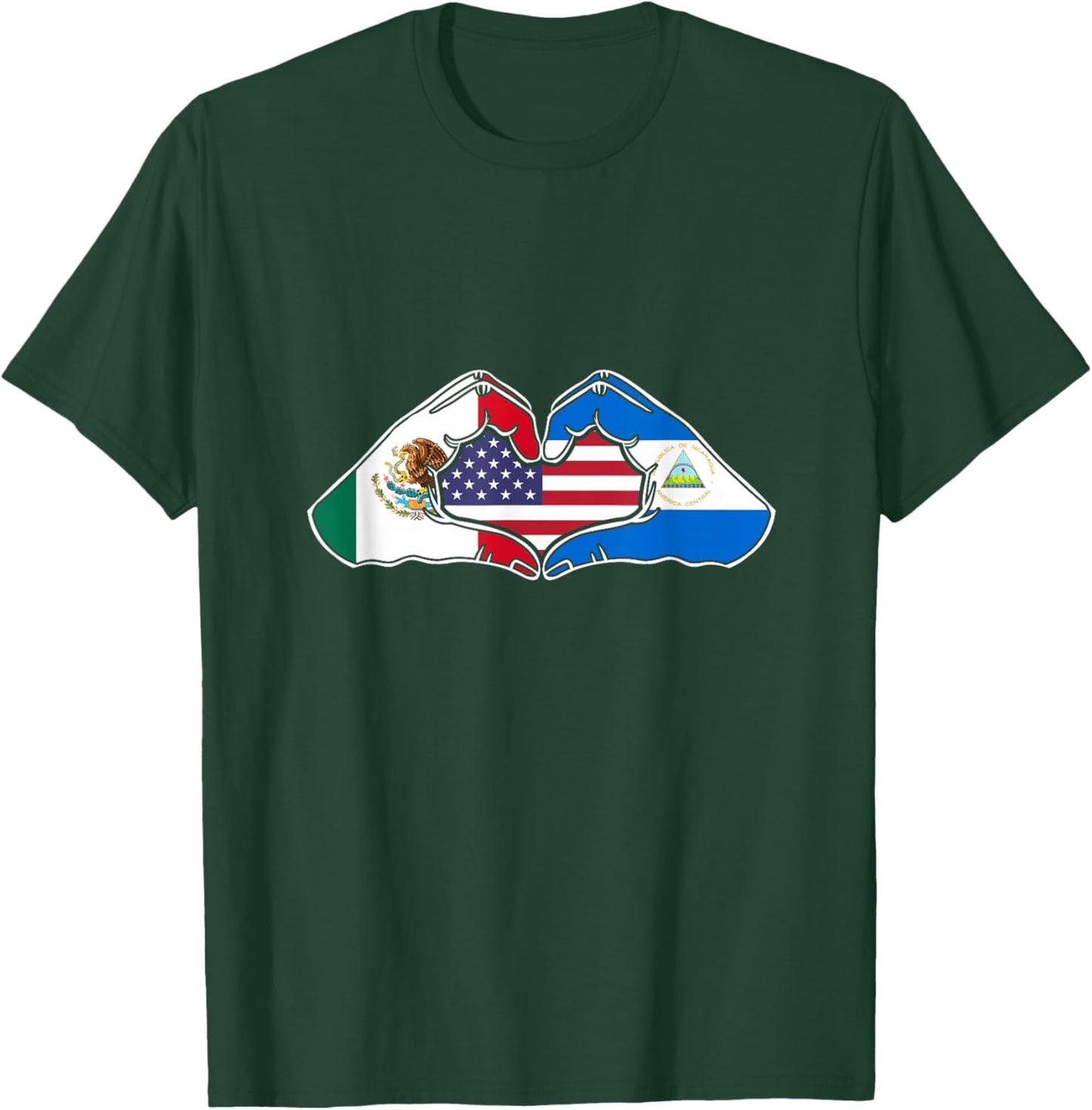 Heart Hands Mexico, Nicaragua and the USA. T-Shirt - T-Shirt | Forest
