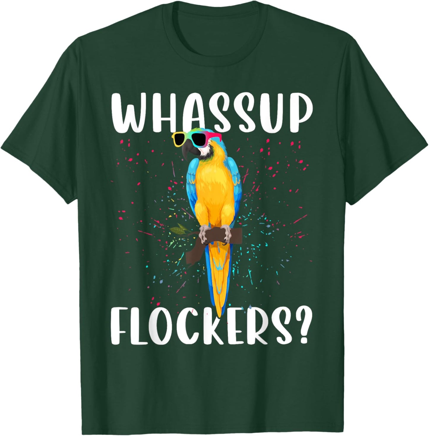 Whassup Flockers Shirt Macaw Shirt Blue Yellow Macaw T-Shirt - T-Shirt | Forest
