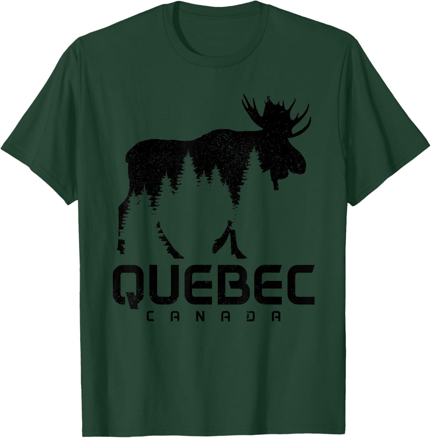 Quebec Canada Vintage Moose Souvenir T-Shirt - T-Shirt | Forest