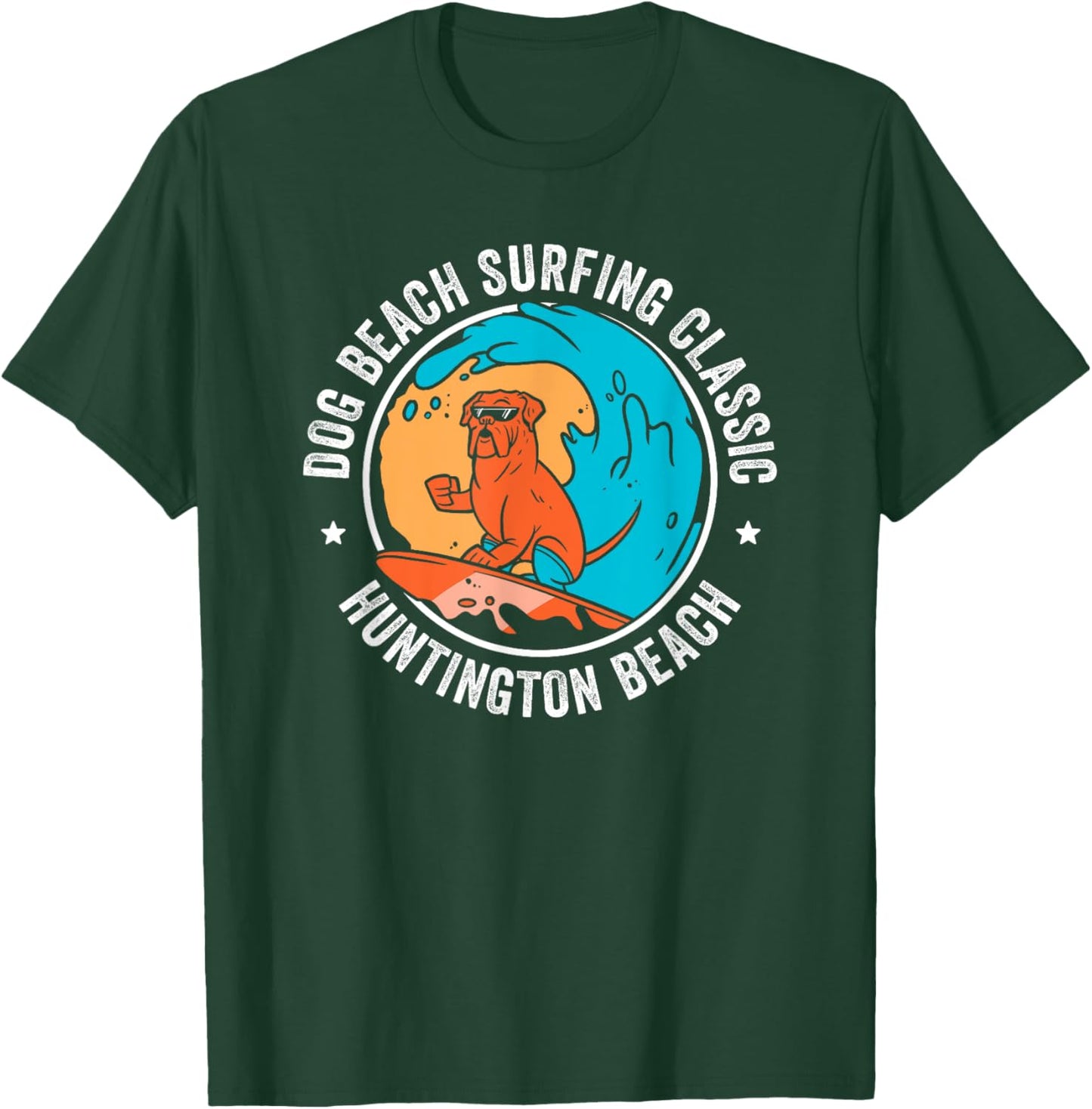 Huntington Dog Beach California CA Surf Men Women Girls Kids T-Shirt - T-Shirt | Forest