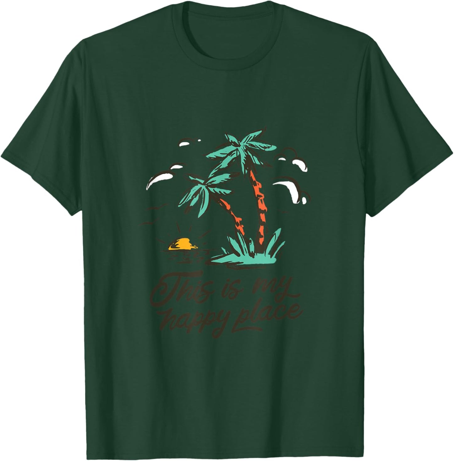 Summer Vintage Palm Tree - This is My Happy Place T-Shirt - T-Shirt | Forest