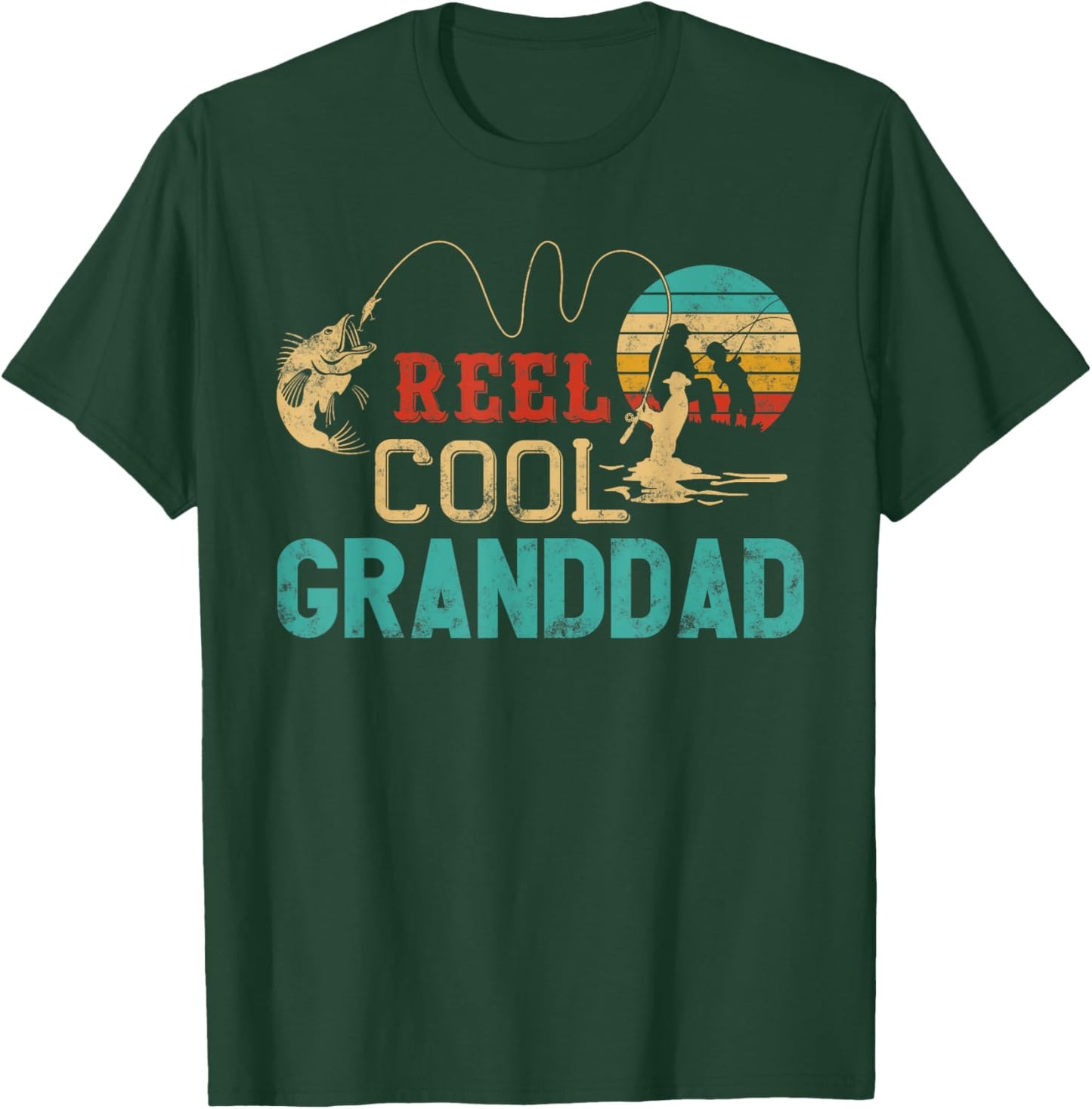 Reel Cool Granddad vintage funny fishing rod gifts grandpa T-Shirt - T-Shirt | Forest