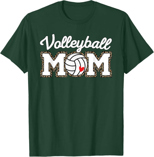 Cute Volleyball Mom Leopard Print T-Shirt - T-Shirt | Forest