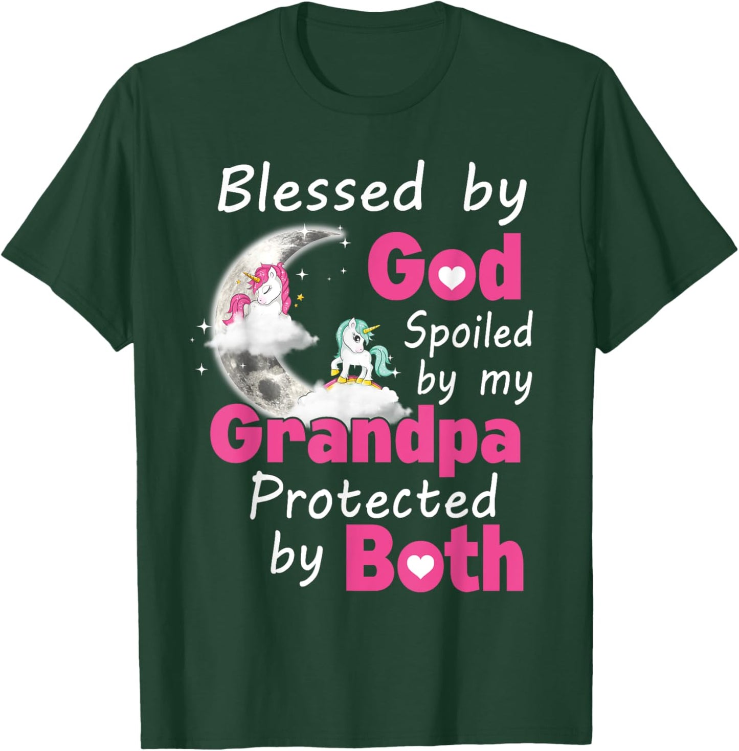 Blessed By God Spoiled By My Grandpa Protected By Both T-Shirt - T-Shirt | Forest