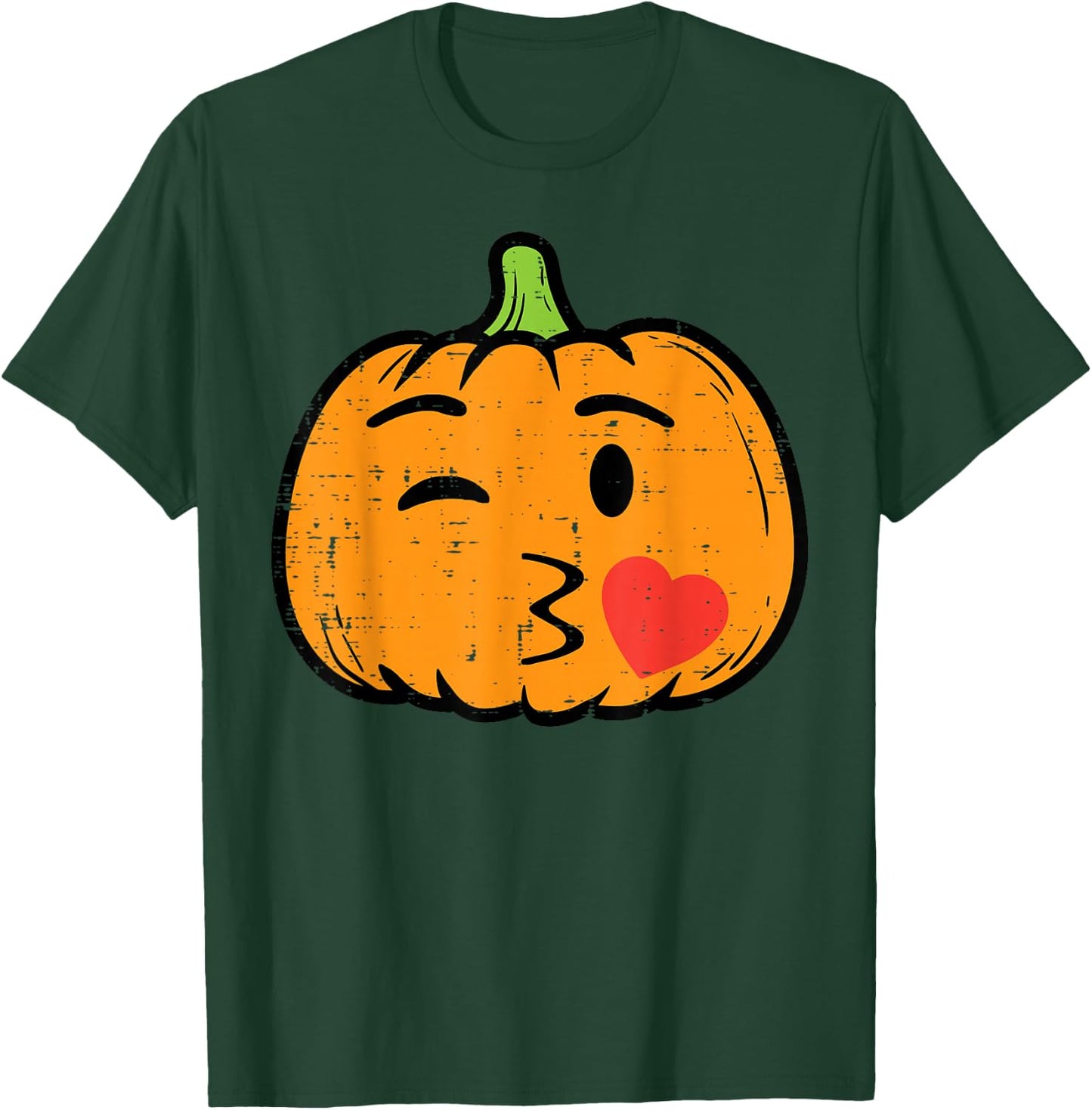 Halloween Pumpkin Face Kiss Cute Costume Girls Kid Women Men T-Shirt - T-Shirt | Forest