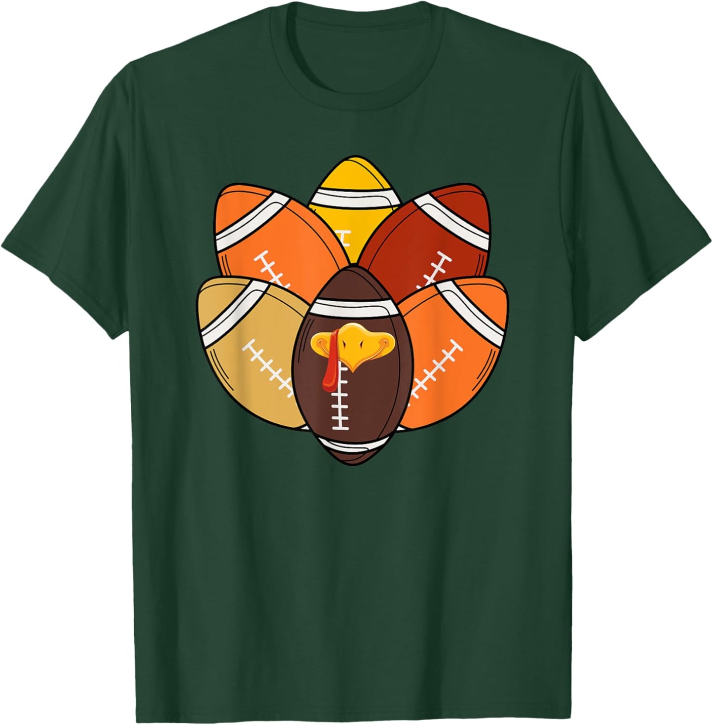 Football Player Turkey Funny Thanksgiving Day T-Shirt - T-Shirt | Forest