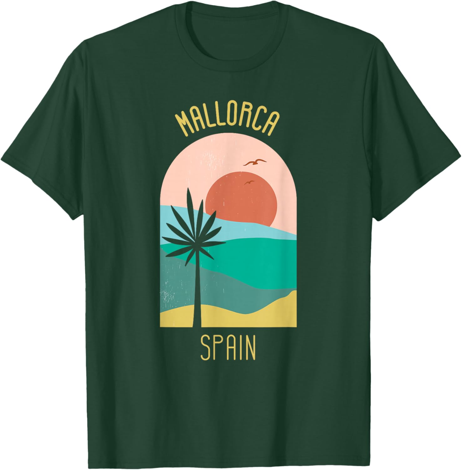 Mallorca Spain - Boho Vintage Vacation Souvenir T-Shirt - T-Shirt | Forest