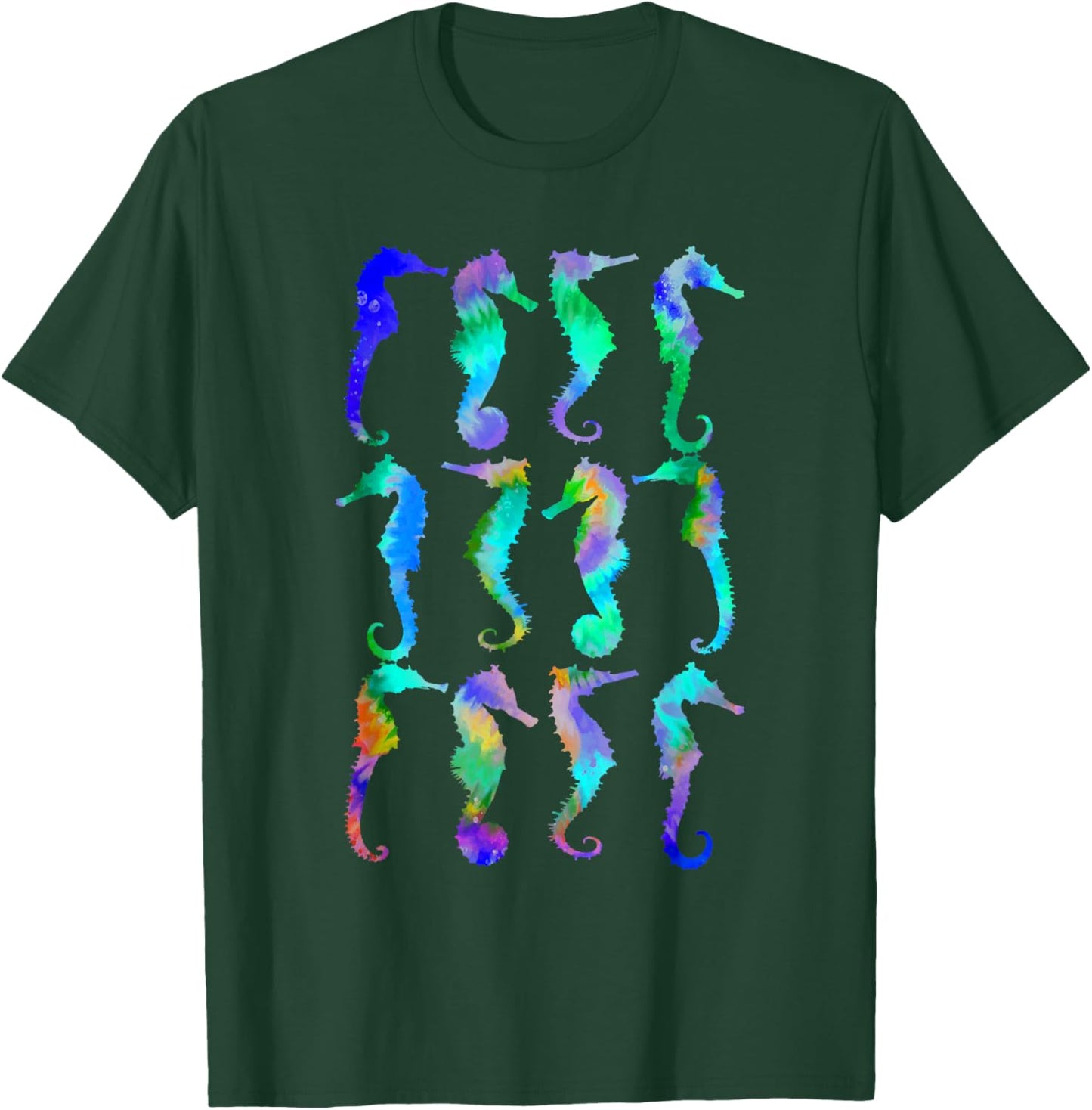 Sea Fish Underwater Aquarium Ocean Biology Tie Dye Seahorse T-Shirt - T-Shirt | Forest