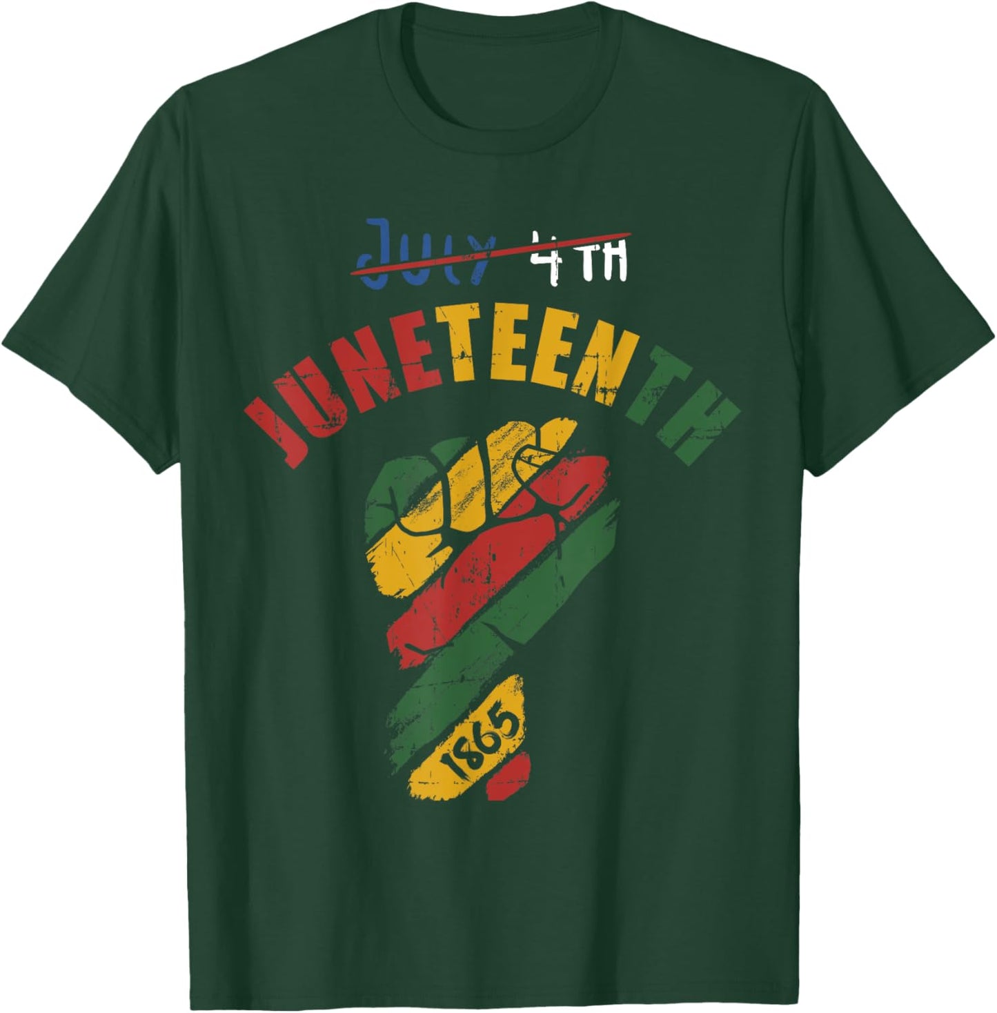 Juneteenth fist with flag for black independence since 1865 T-Shirt - T-Shirt | Forest