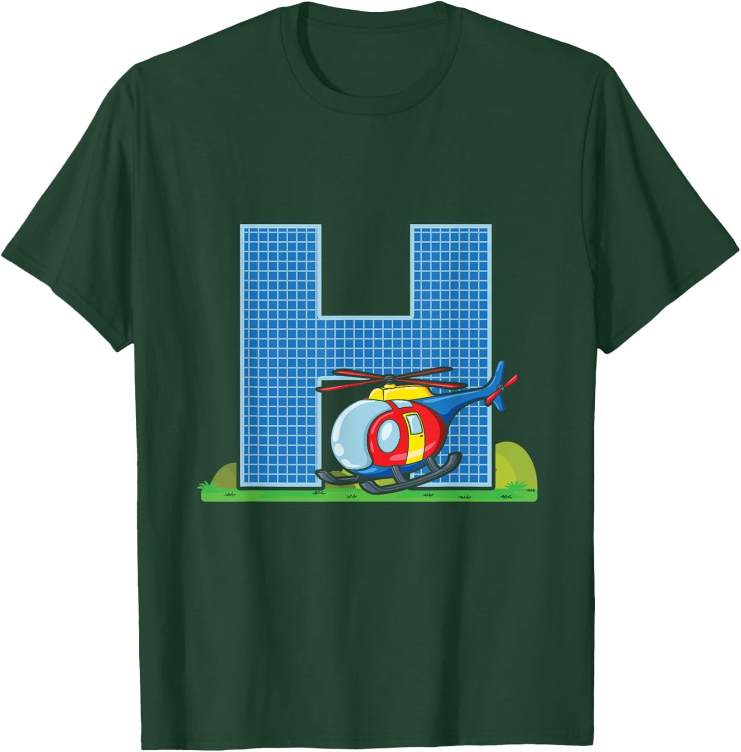 Letter H Helicopter Alphabet Last Name Consonant Initials T-Shirt - T-Shirt | Forest