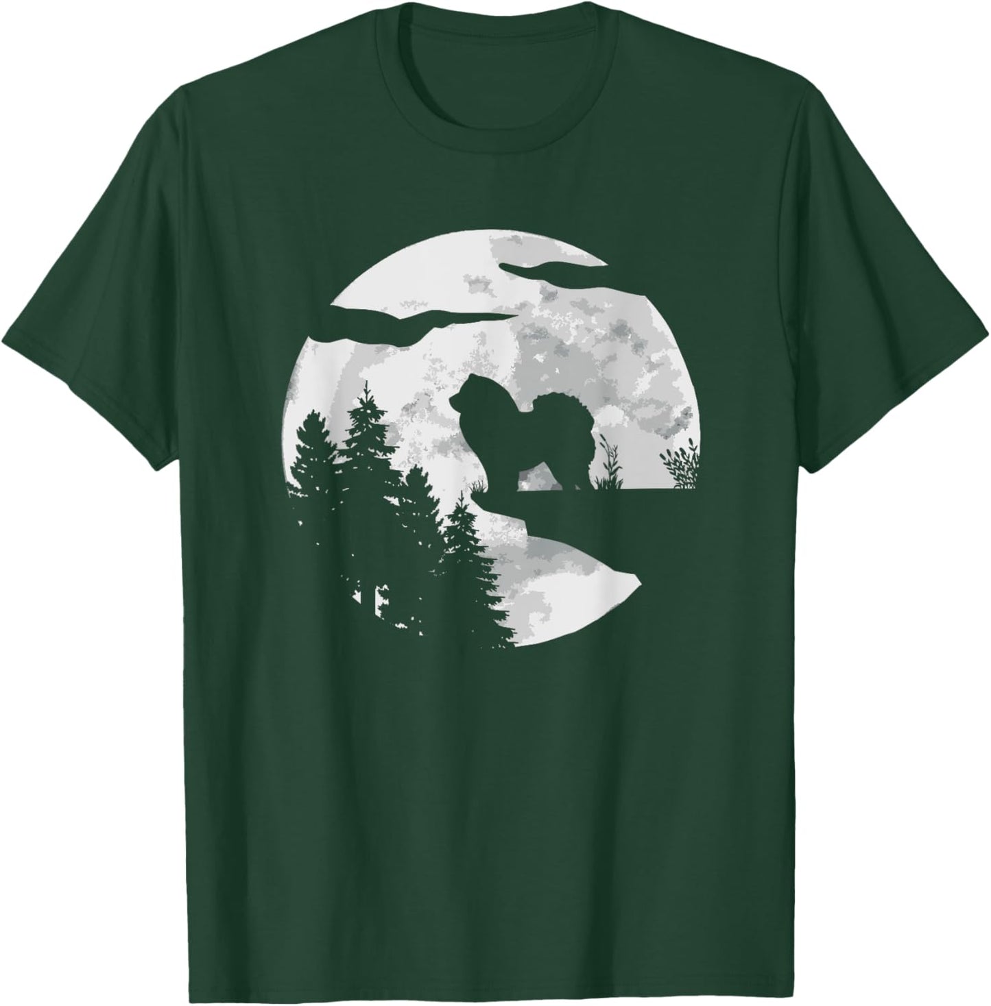 Chow Chow Dog Breed Full Moon at Night - Dog Owner Chow Chow Men Women Girls Kids T-Shirt - T-Shirt | Forest