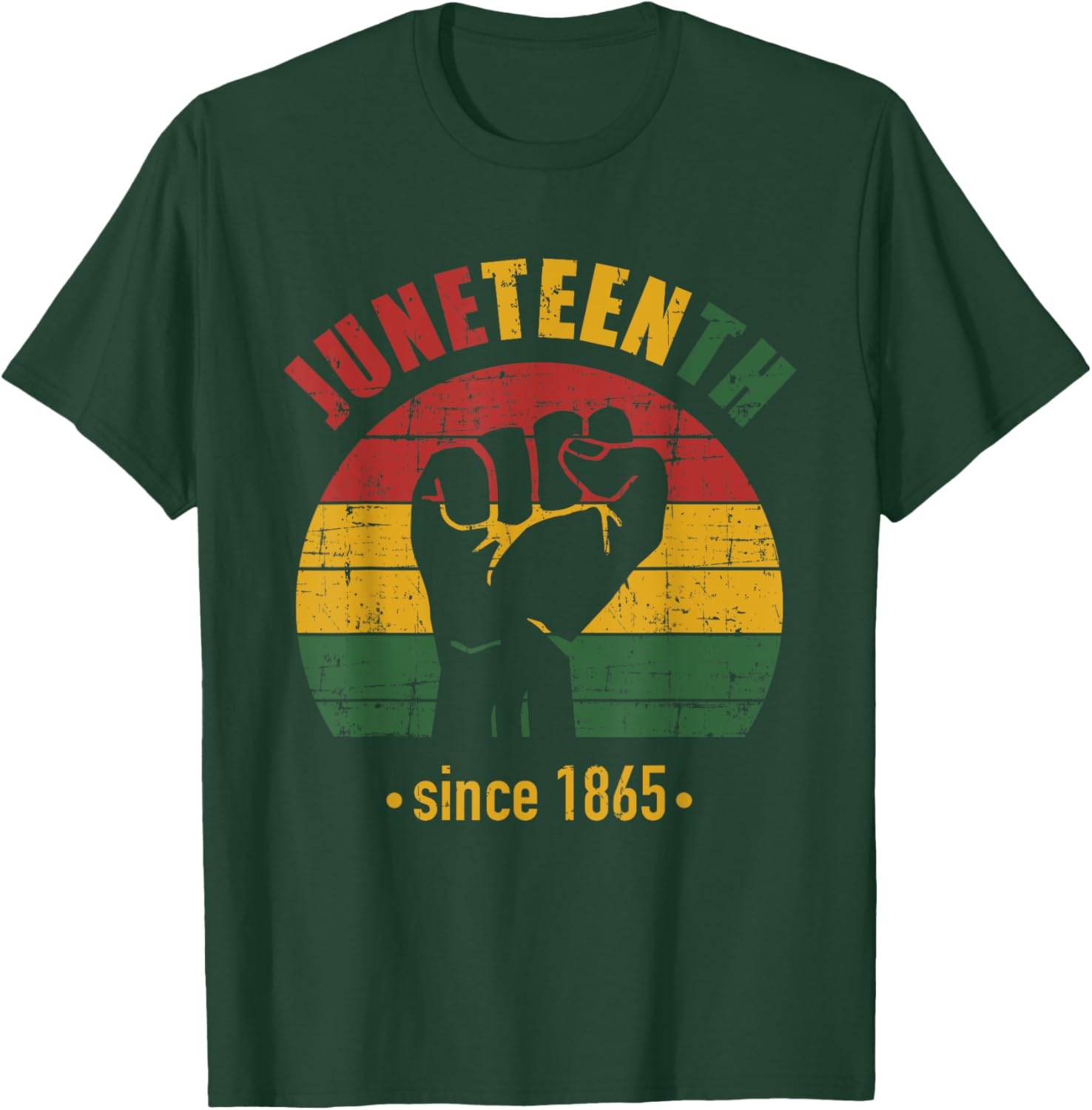 Juneteenth since 1865 with pan african flag and fist T-Shirt - T-Shirt | Forest