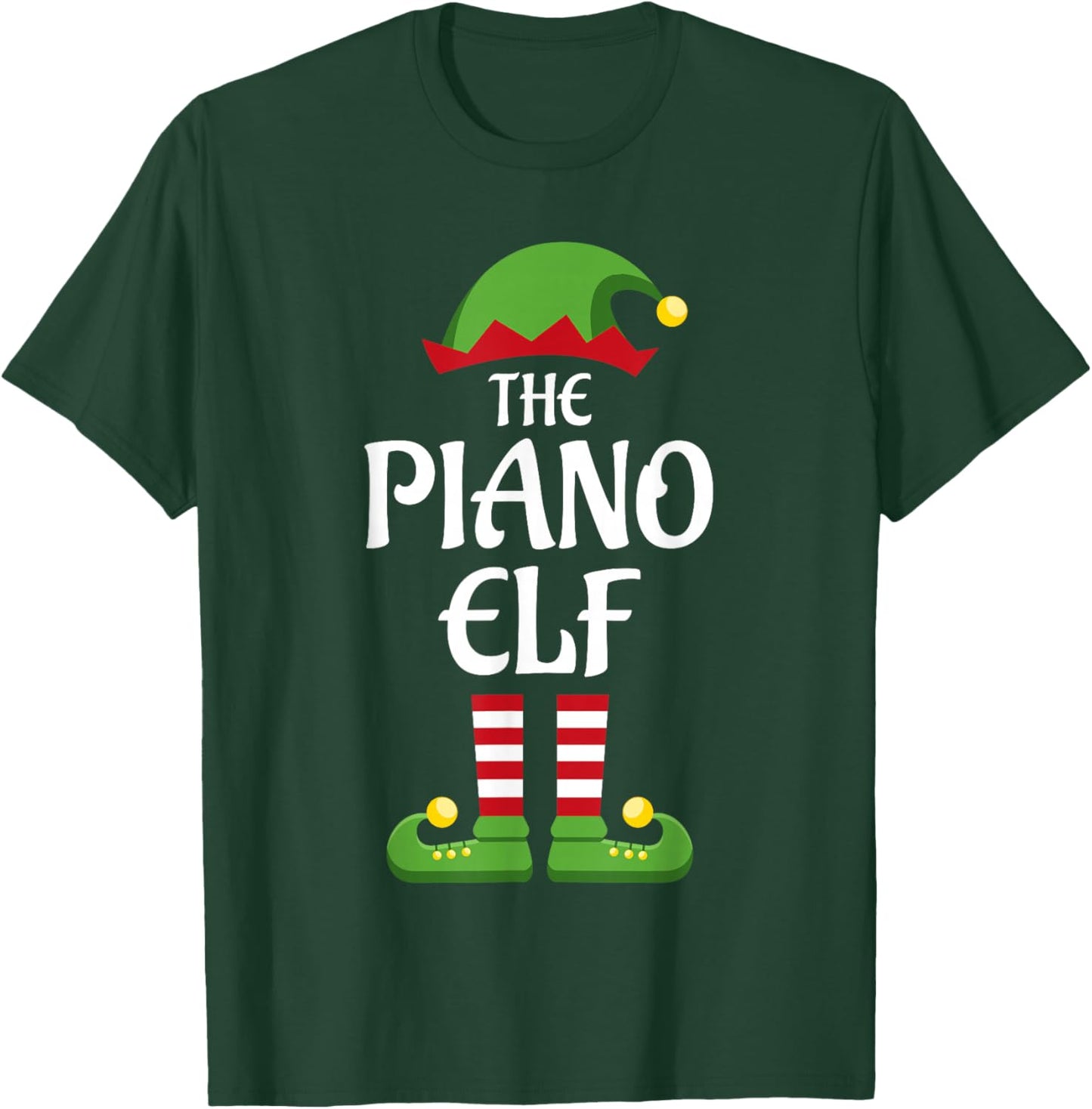 Piano Elf Family Matching Group Christmas T-Shirt - T-Shirt | Forest