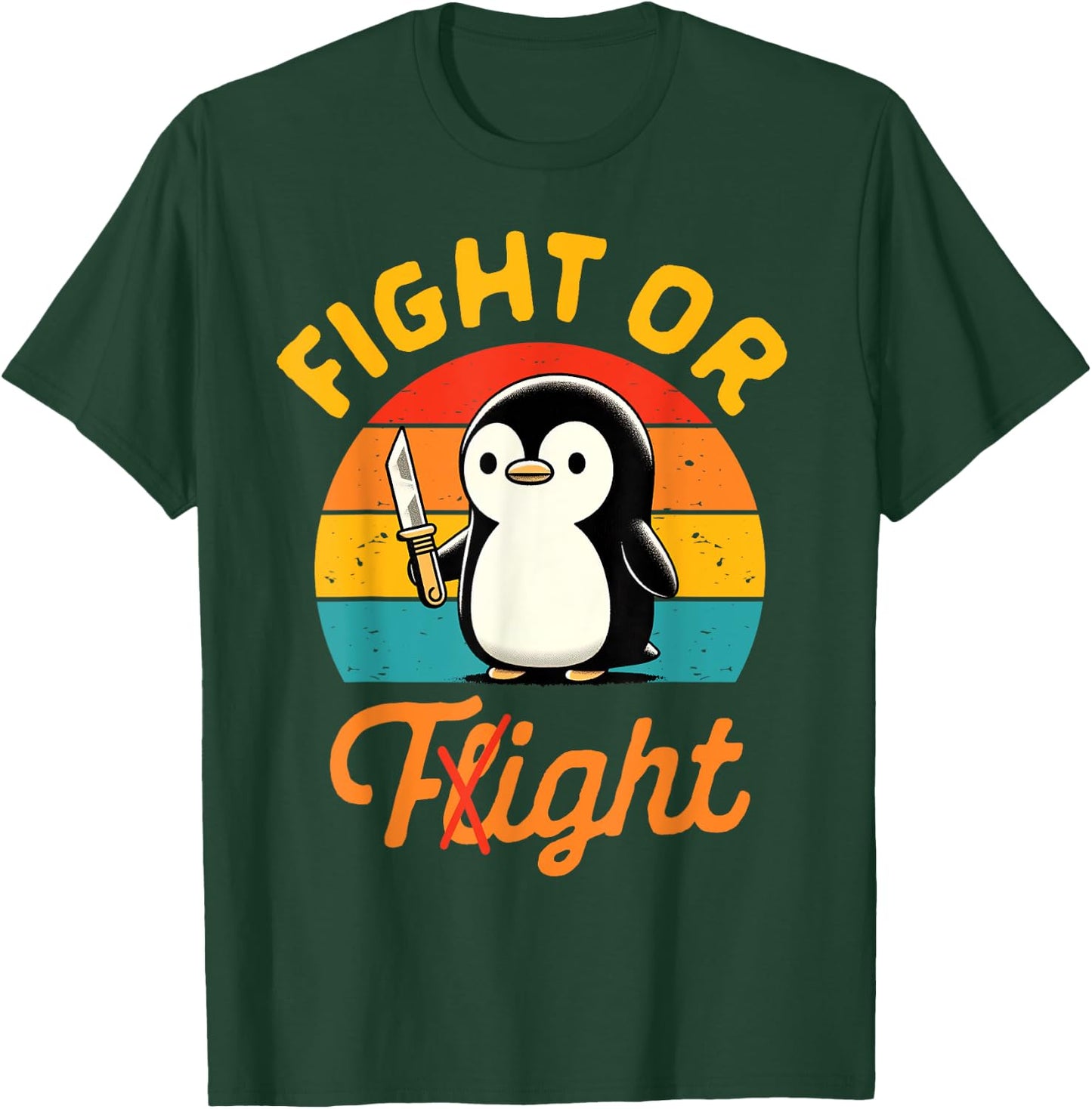 Funny Sarcastic BFF Retro Vintage Jokes Sarcasm Humor Penguin Holding A Knife T-Shirt - T-Shirt | Forest