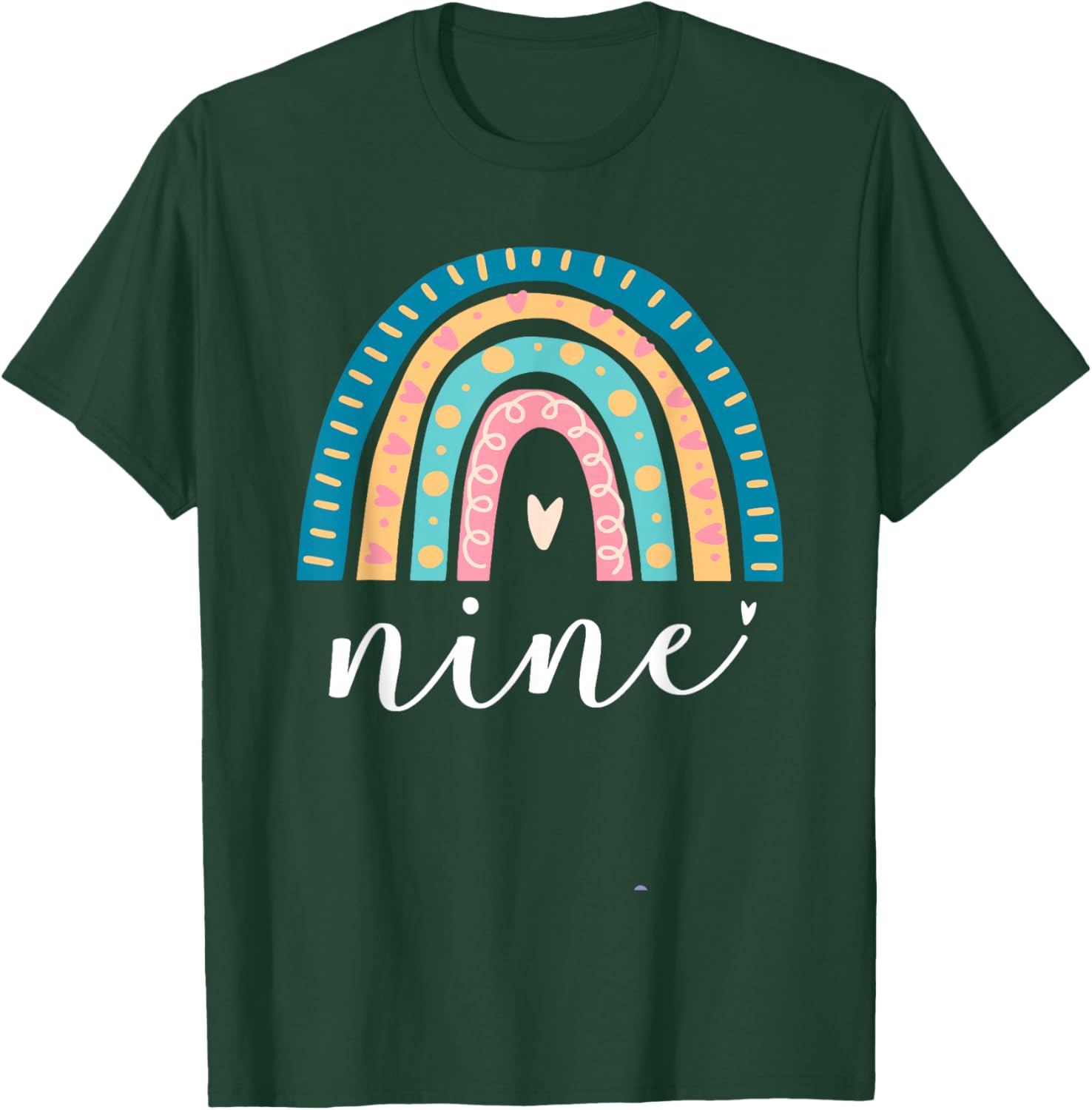 Nine Year Old Rainbow 9th Birthday Gifts For Girls 9 Bday T-Shirt - T-Shirt | Forest
