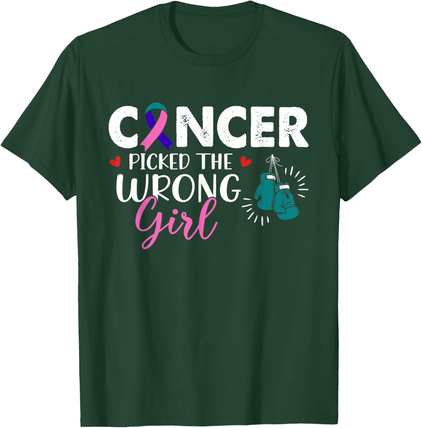 Cancer Picked The Wrong Girl THYROID Cancer Awareness T-Shirt - T-Shirt | Forest