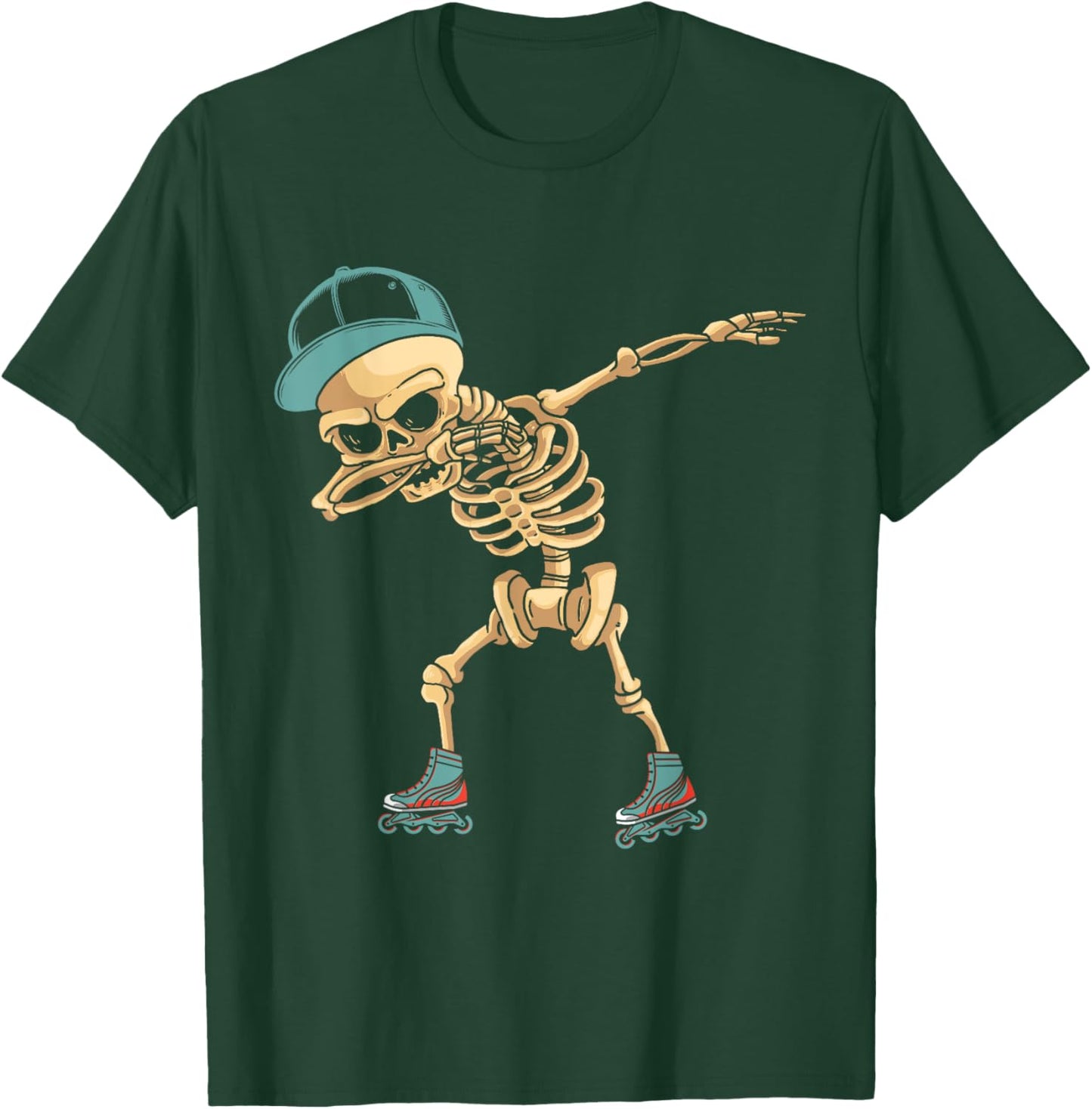 Dabbing Dab Skeleton Roller Blades Skating Blades Fun T-Shirt - T-Shirt | Forest
