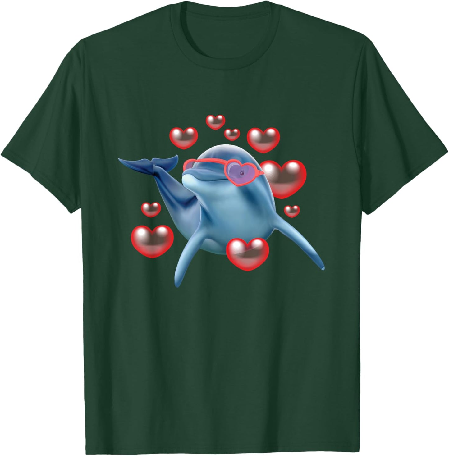 Dolphin In Love - Sea Animal Lover Marine Biologist T-Shirt - T-Shirt | Forest