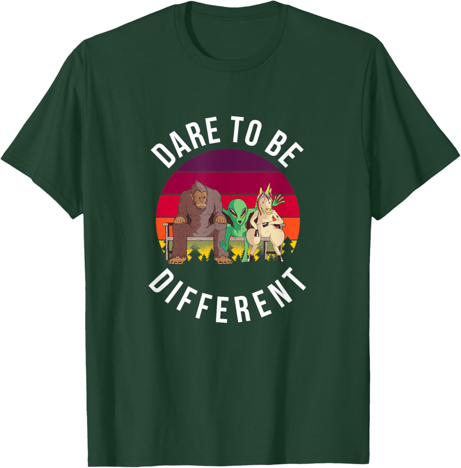 Dare to be Different Bigfoot, Alien, Unicorn Fun T-Shirt - T-Shirt | Forest