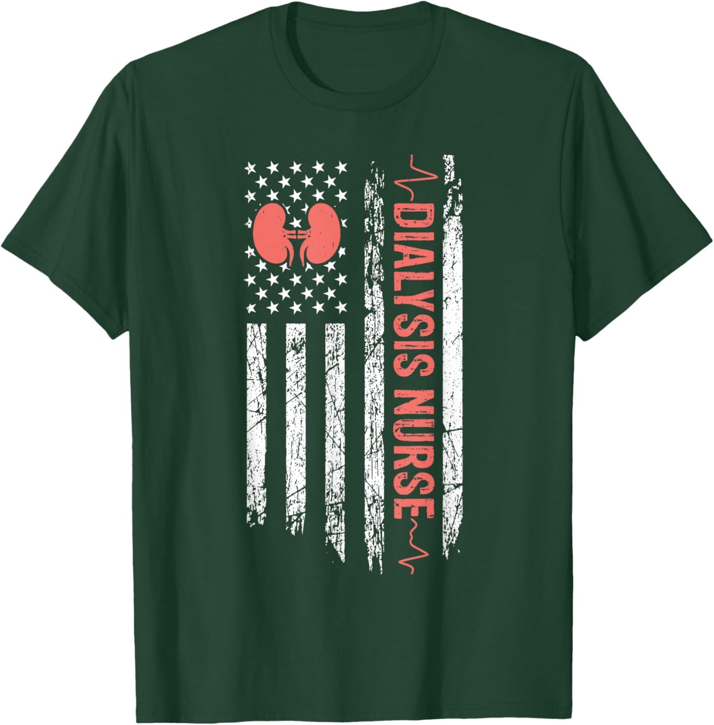 USA Flag Dialysis Nurse - RN Patriotic Nephrology Nurse Men T-Shirt - T-Shirt | Forest