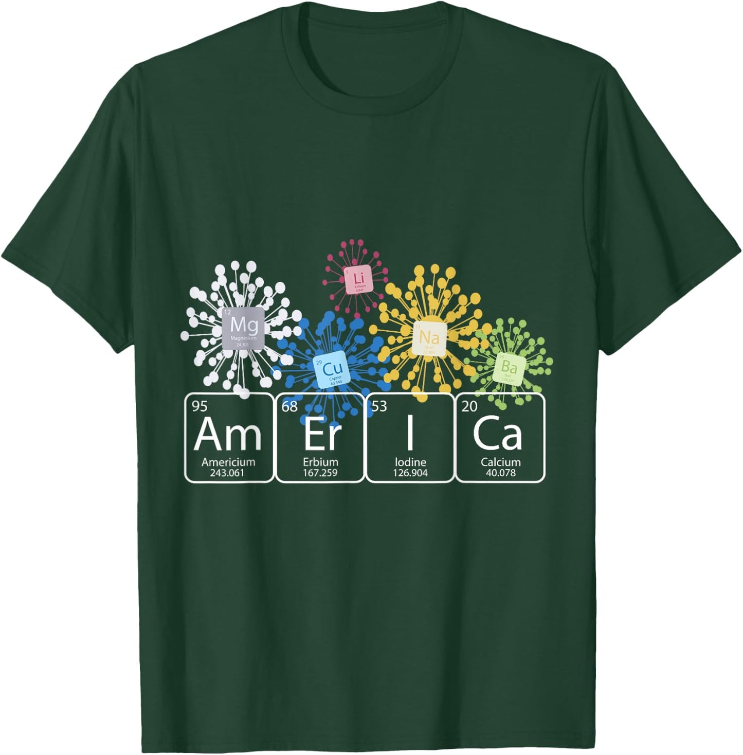Fireworks Chemistry 4th of July , America Spelled with th T-Shirt - T-Shirt | Forest