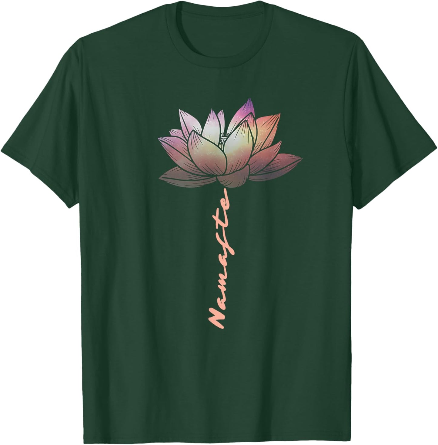 Lotus Fun Watercolor Namaste Lotus Flower Spiritual Yoga Med T-Shirt - T-Shirt | Forest