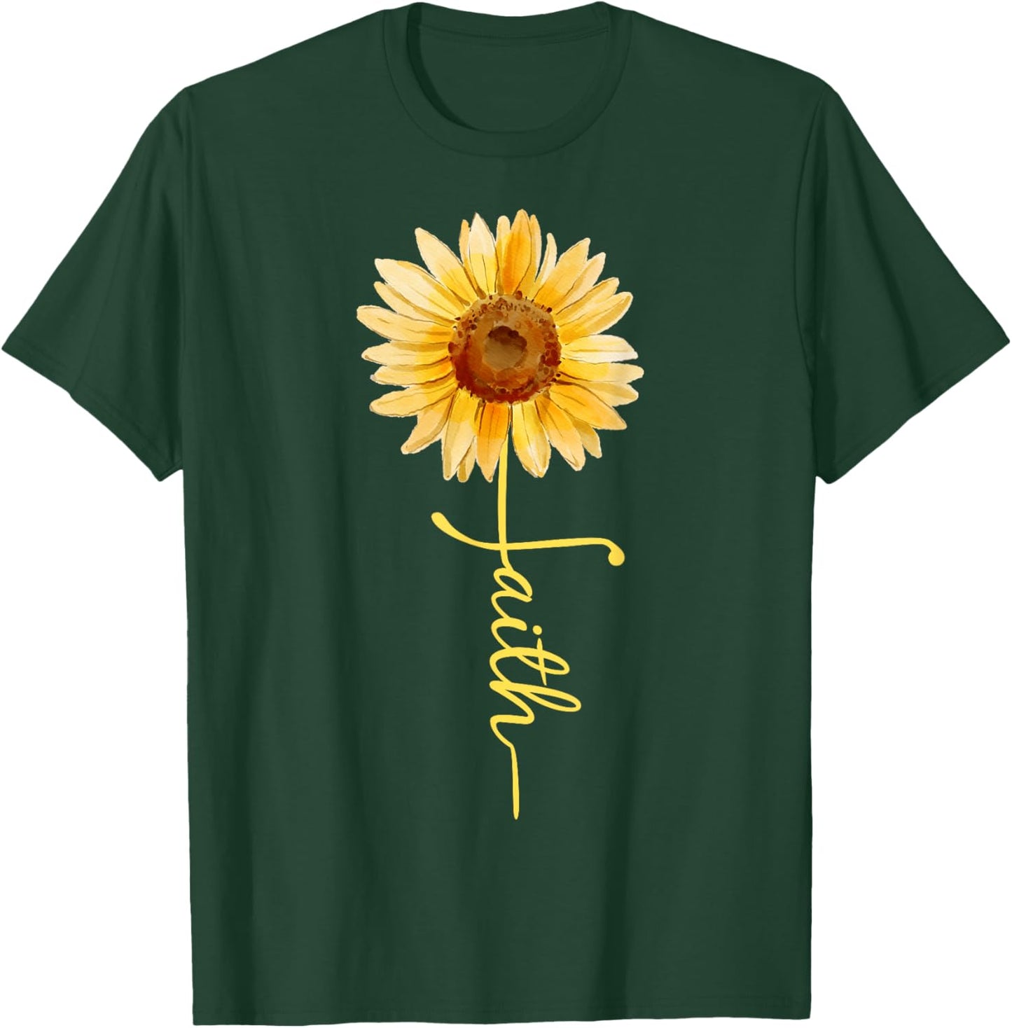 Christian Sunflower Faith butterfly Graphic women's T-Shirt - T-Shirt | Forest