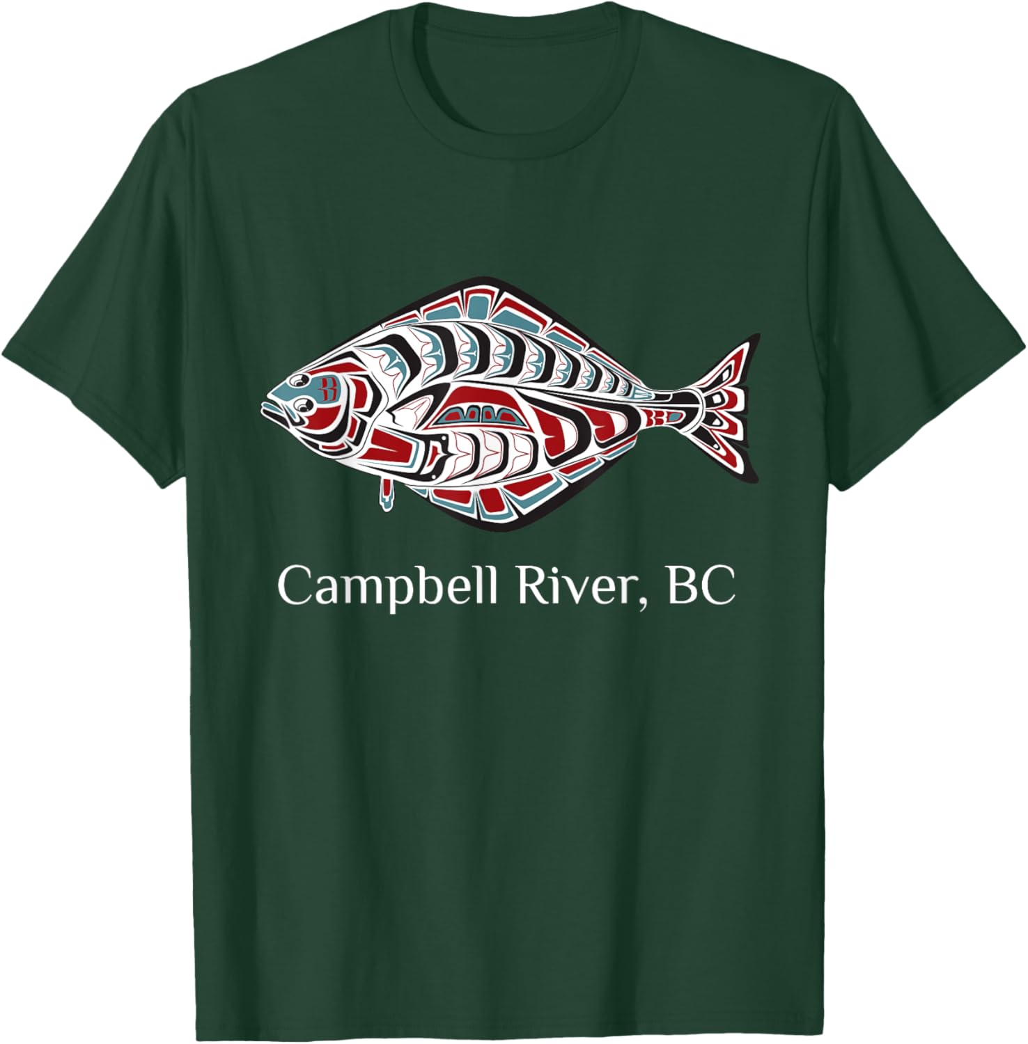 Campbell River British Columbia Halibut Fish Native Indian T-Shirt - T-Shirt | Forest
