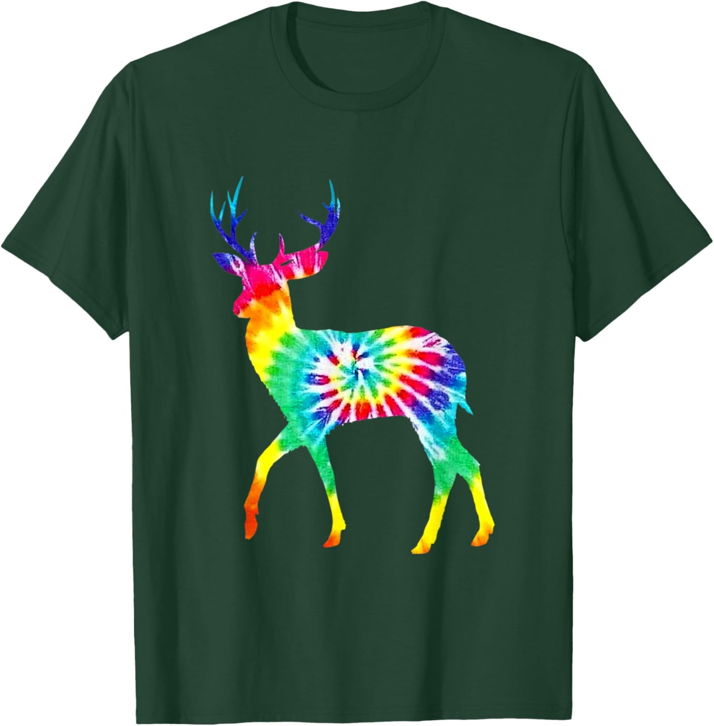 Rainbow Hippie Art Buck Wildlife Deer Hippy Trippy Tie Dye T-Shirt - T-Shirt | Forest