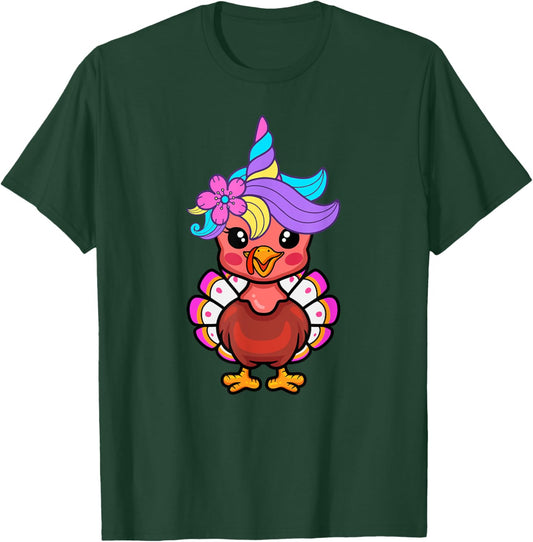 Cute Unicorn Funny Baby Turkey Thanksgiving Day T-Shirt - T-Shirt | Forest