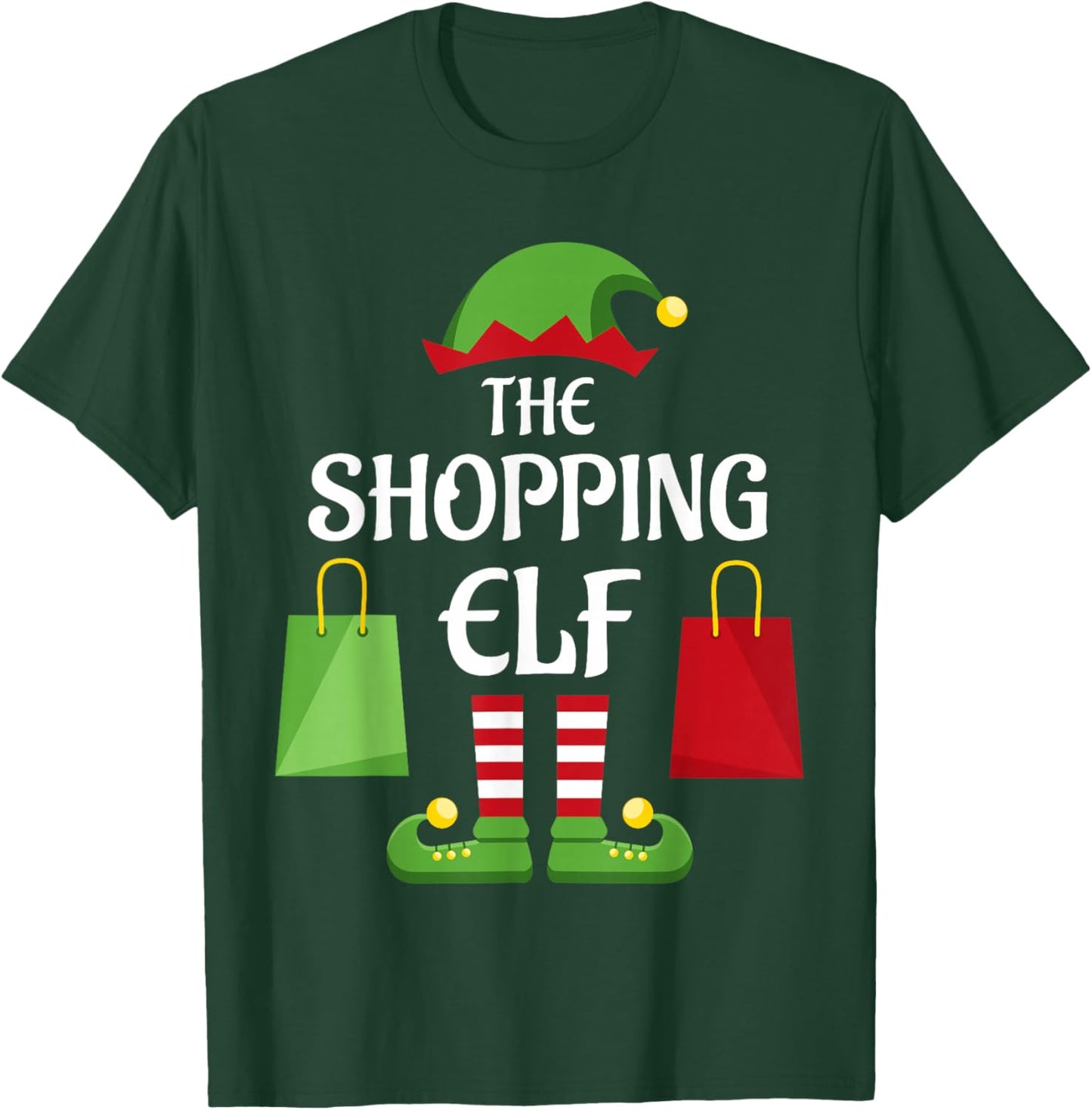 Shopping Elf Family Matching Group Christmas Shopper T-Shirt - T-Shirt | Forest