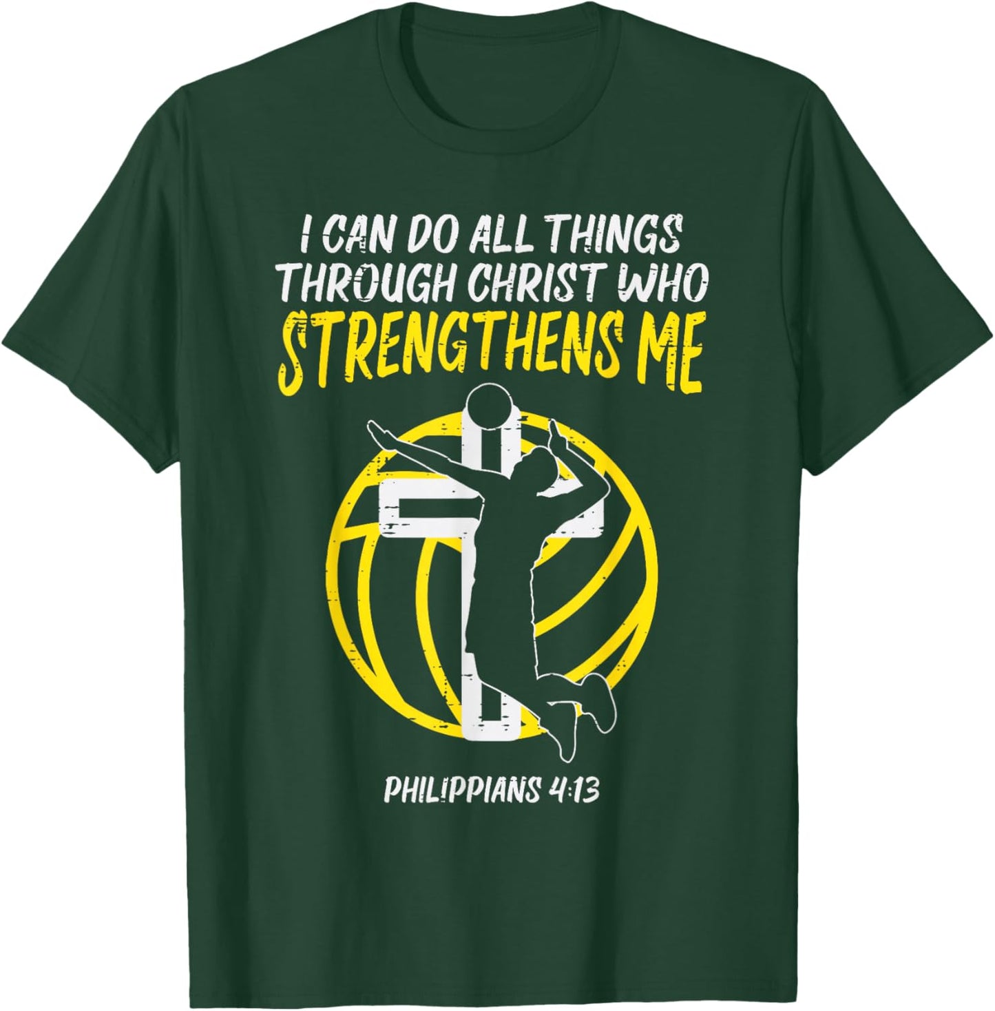 Can Do All Things Volleyball Religious Christian Men Women T-Shirt - T-Shirt | Forest