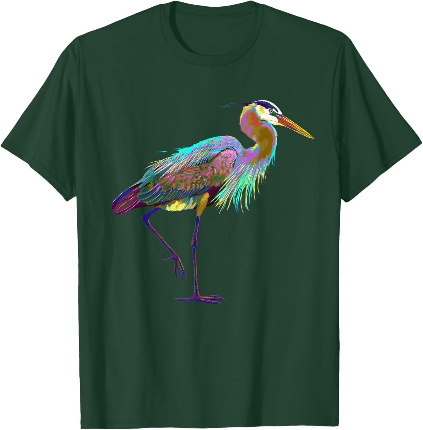 Colourful Splash Bird Blue Heron T-Shirt - T-Shirt | Forest