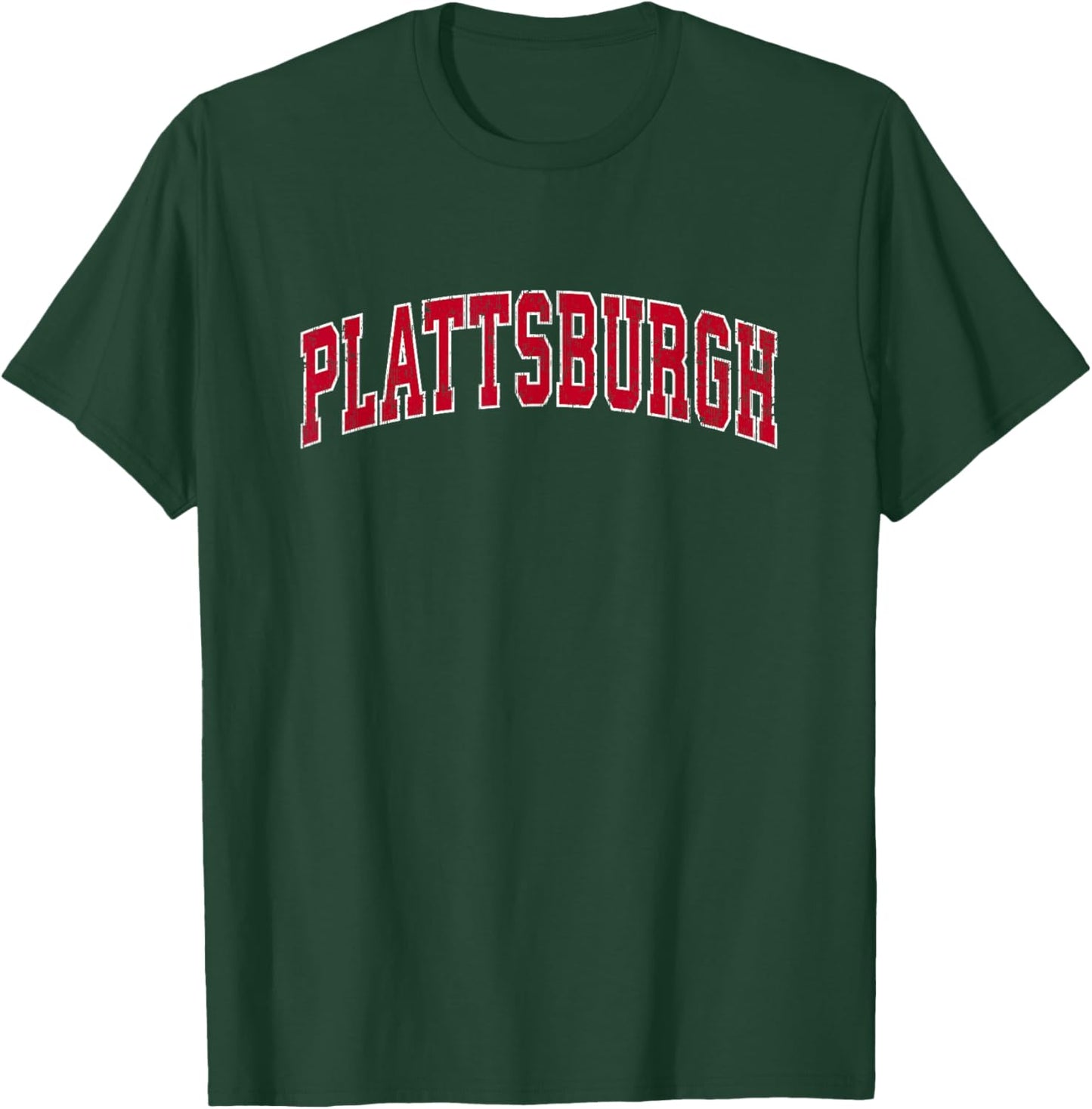 Plattsburgh New York NY Vintage Sports Design Red Design T-Shirt - T-Shirt | Forest