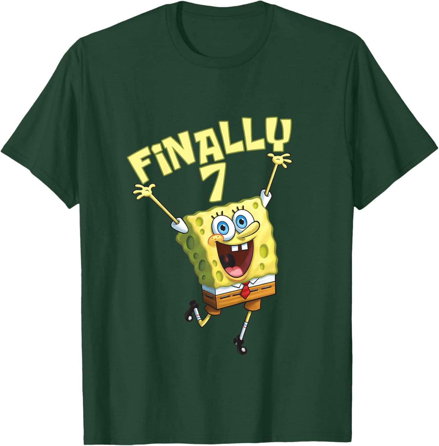 Mademark x SpongeBob SquarePants - Kids Original SpongeBob Square Pants - 7th Birthday. Finally 7. T-Shirt - T-Shirt | Forest