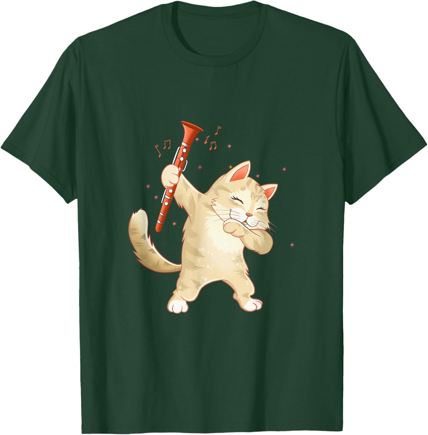 Funny Clarinet Dabbing Cat Lover Clarinetist Cat Men Women T-Shirt - T-Shirt | Forest