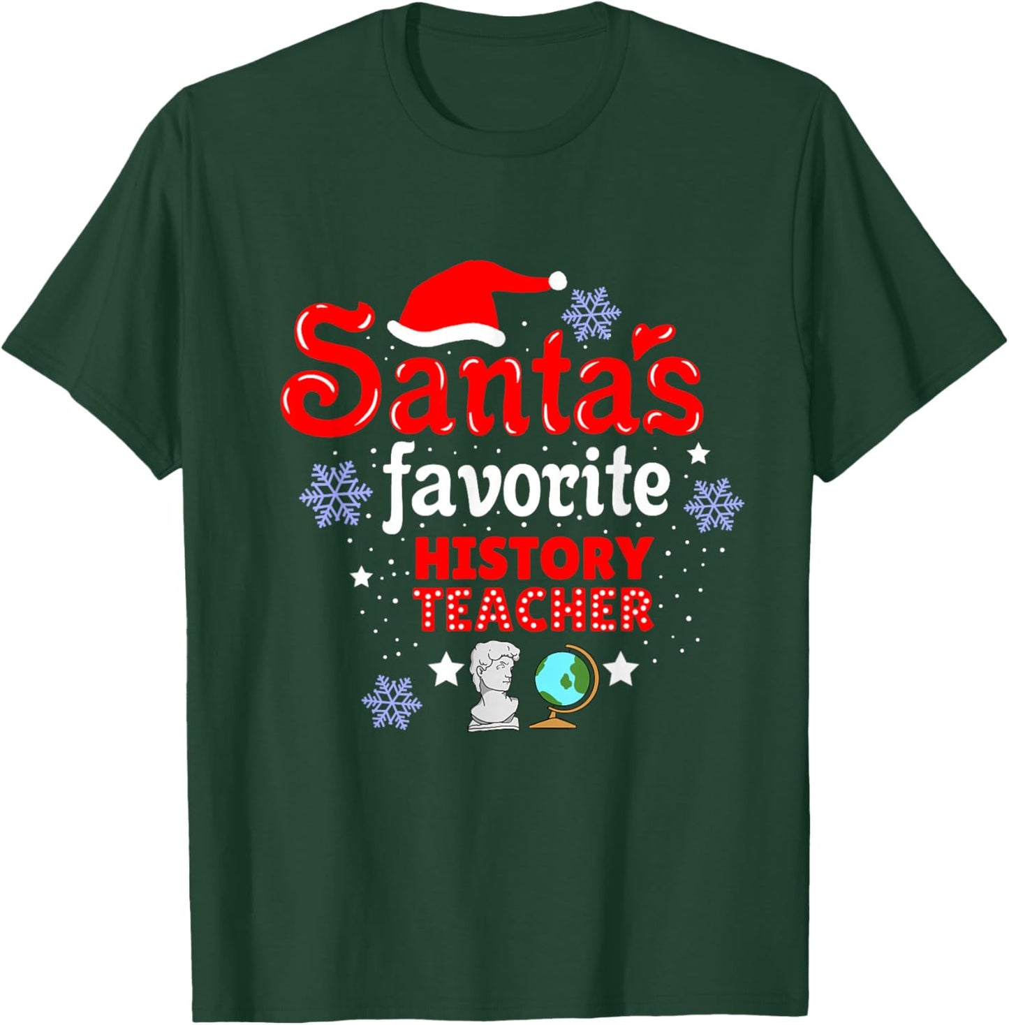 Santas Favorite History Teacher Christmas T-Shirt - T-Shirt | Forest